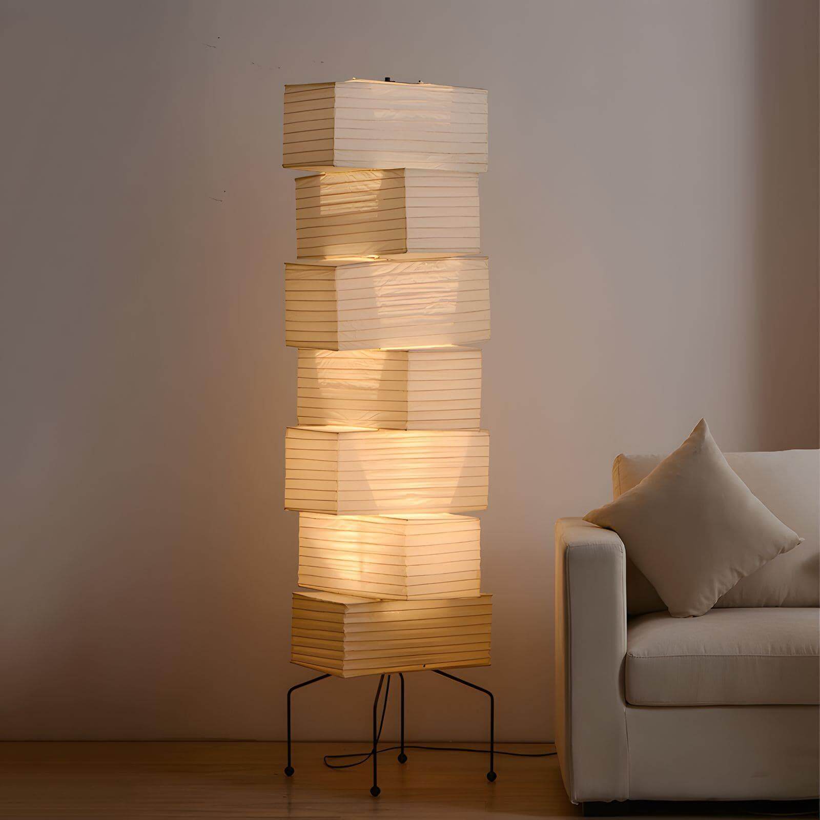 Floor Lamp Rice Paper Bamboo Silk 18.9 in Living Room Bedroom Ambient Lighting Mid Century Modern Standing Light | Thomler