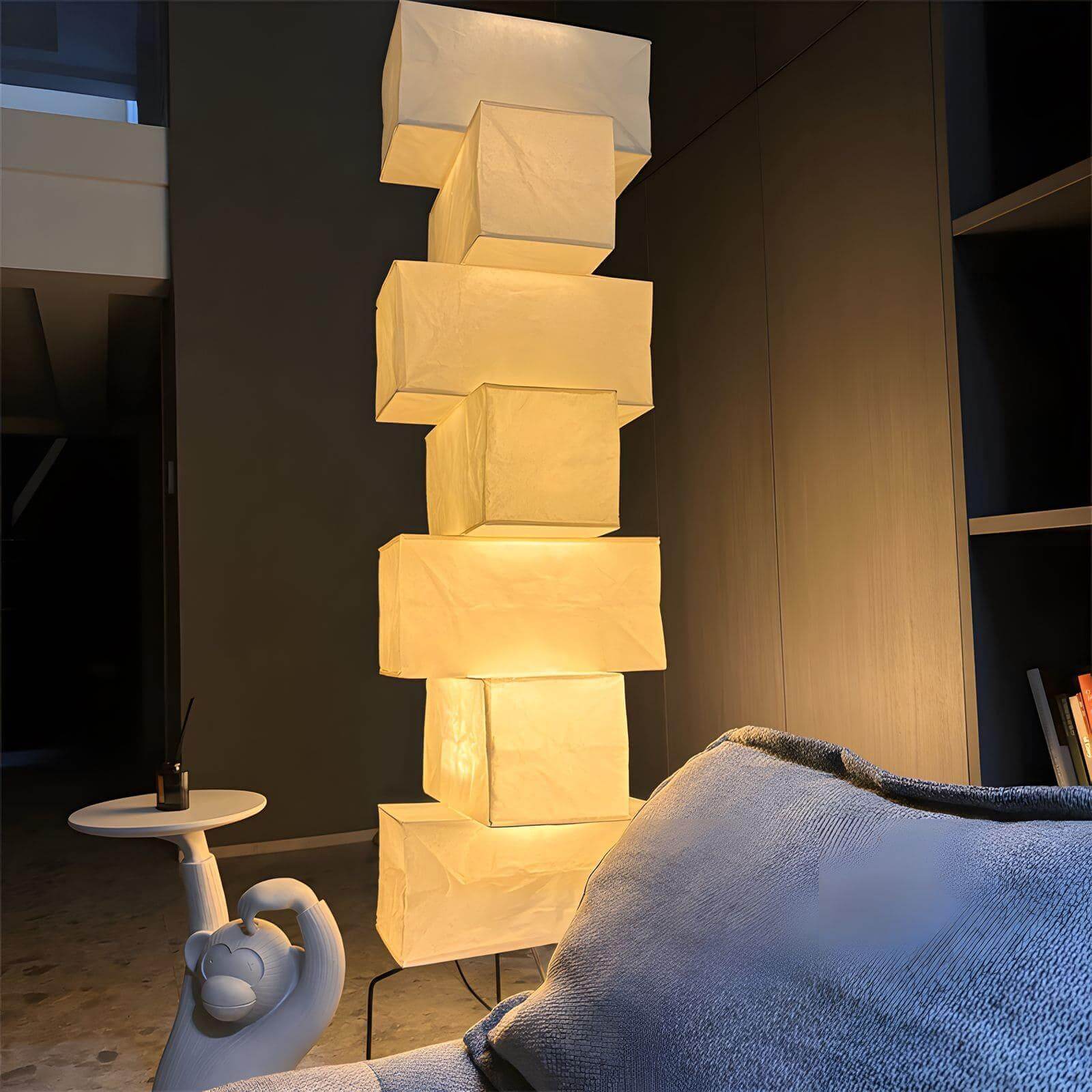 Floor Lamp Rice Paper Bamboo Silk 18.9 in Living Room Bedroom Ambient Lighting Mid Century Modern Standing Light | Thomler