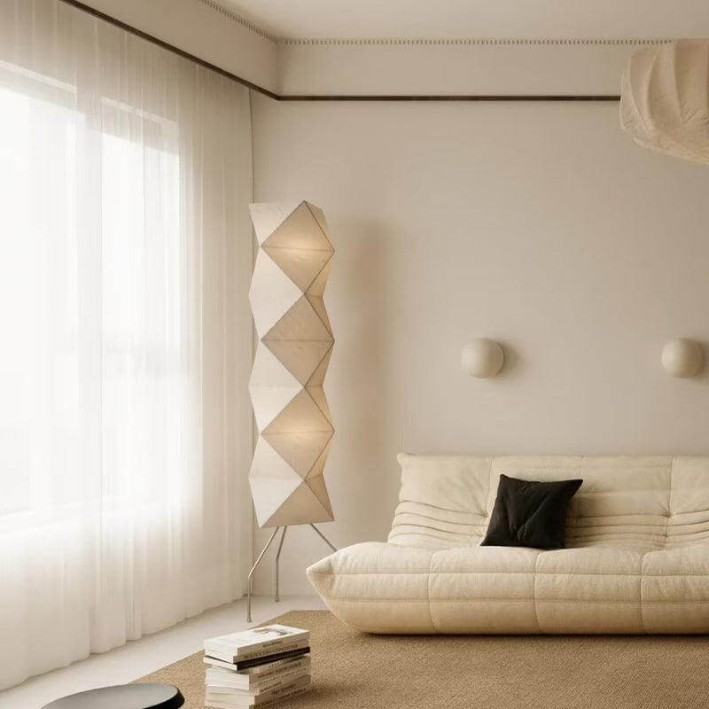Floor Lamp Rice Paper Shade 74 in Soft Ambient Living Room Bedroom Lighting Japanese Style Standing Light | Thomler