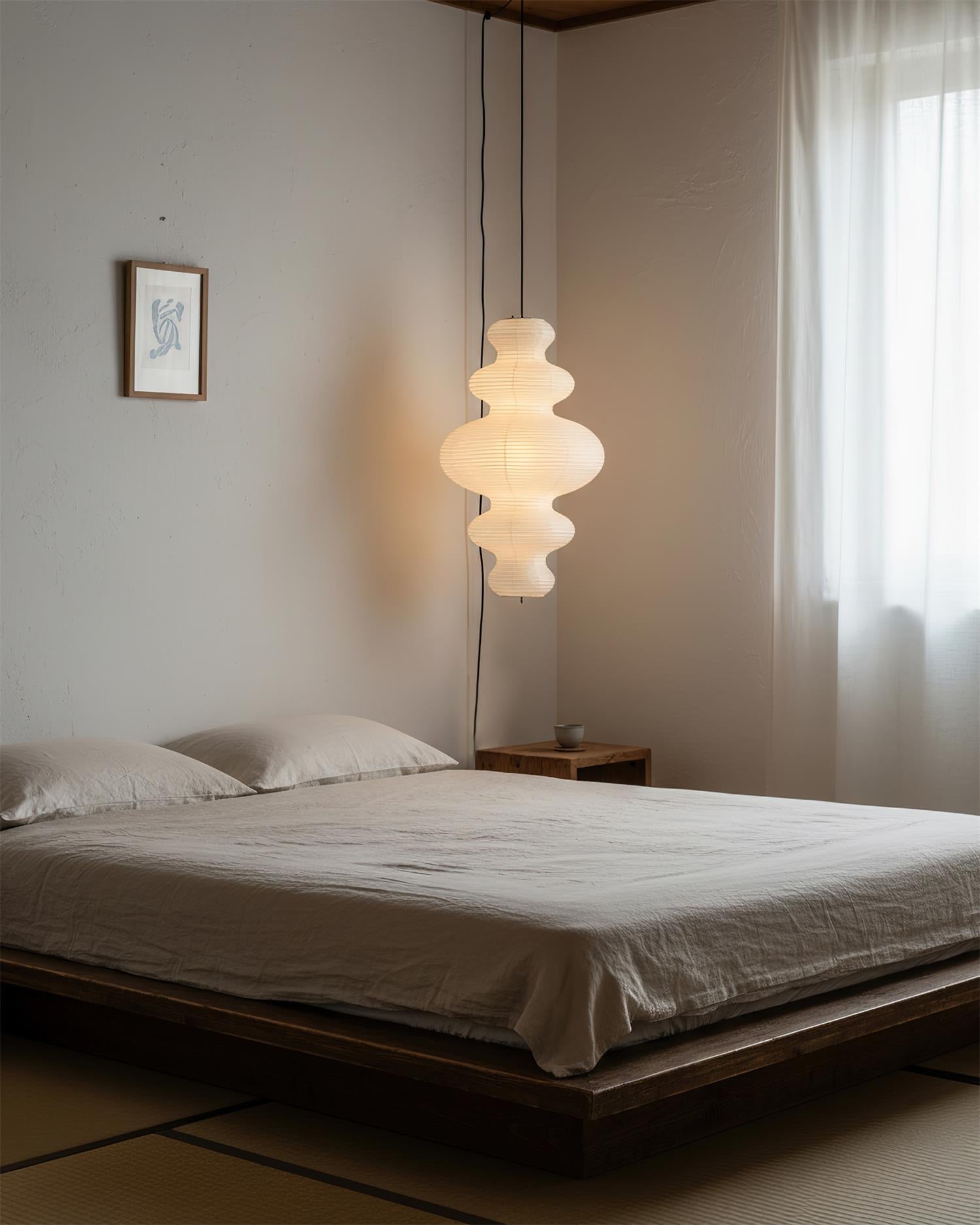 Pendant Light Rice Paper 18.5 in x 32.2 in White Dining Room Kitchen Island Hanging Lamp Sculptural Modern Minimalist | Thomler