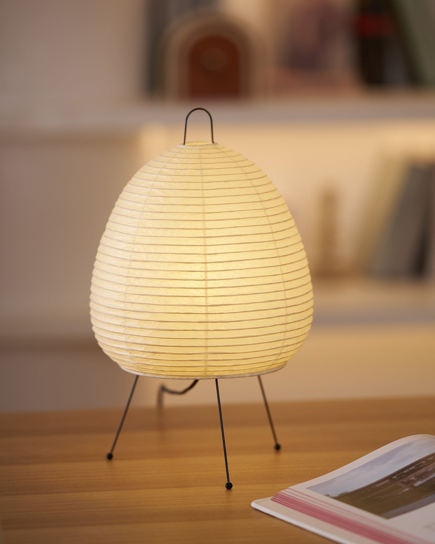 Table Lamp Rice Paper 16.9 in Indoor LED Bedroom Desk Nightstand Light | Thomler