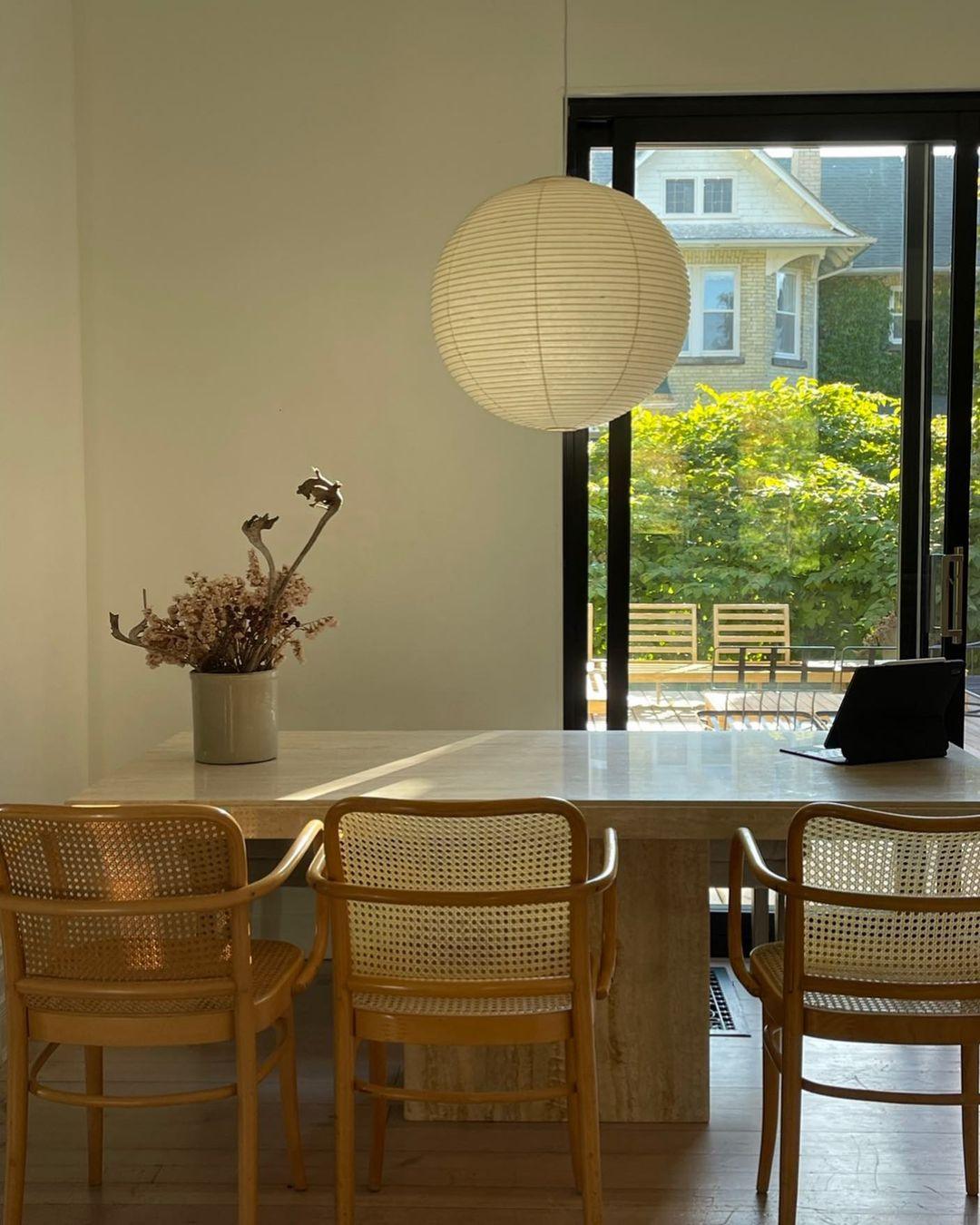 Pendant Light Cotton Paper Shade 19.6 in Adjustable Dining Room Kitchen Island Hanging Ceiling Lamp | Thomler