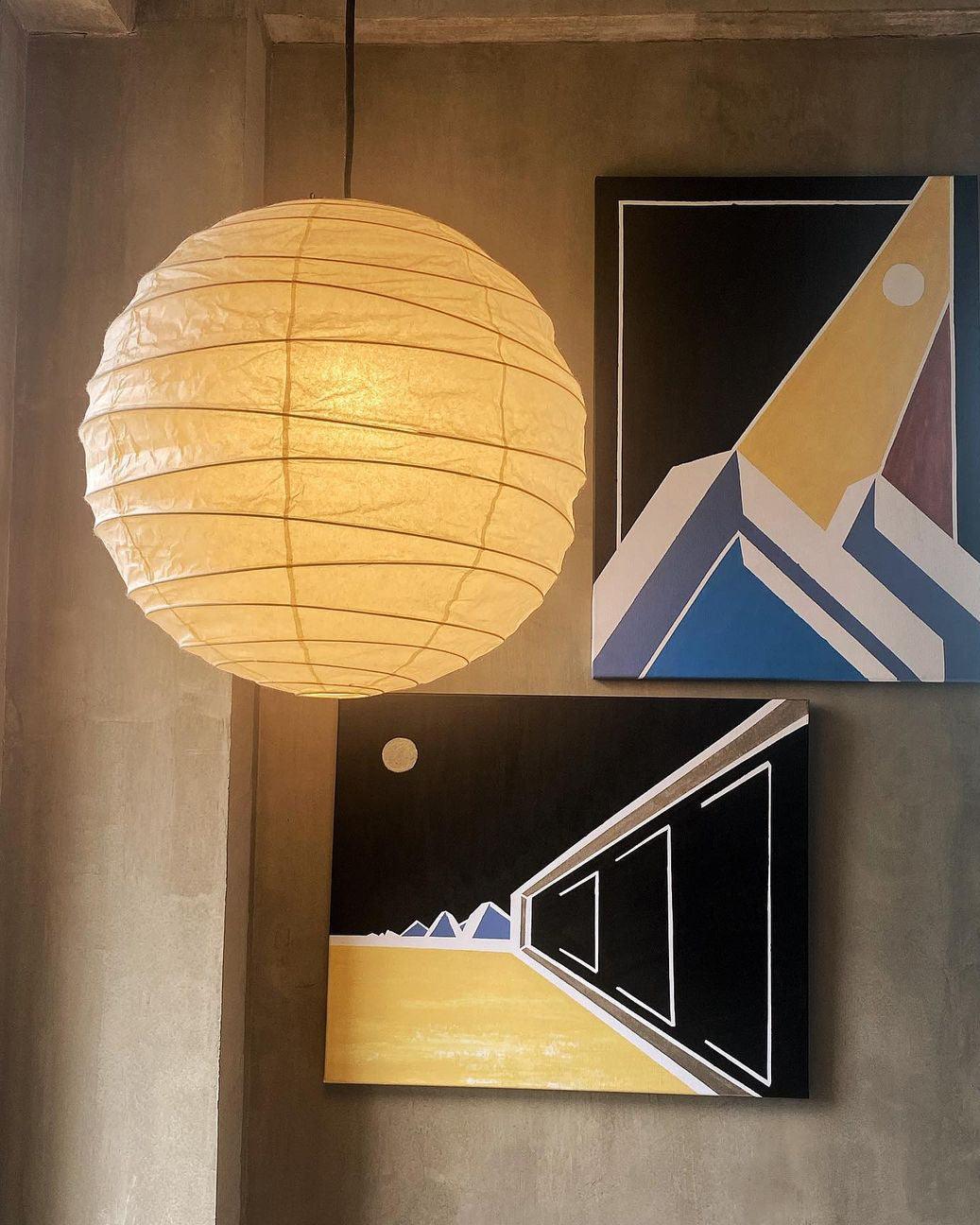 Pendant Light Japanese Washi Paper 17.7 in White Dining Room Living Room Hanging Ceiling Lamp Modern Minimalist Design | Thomler