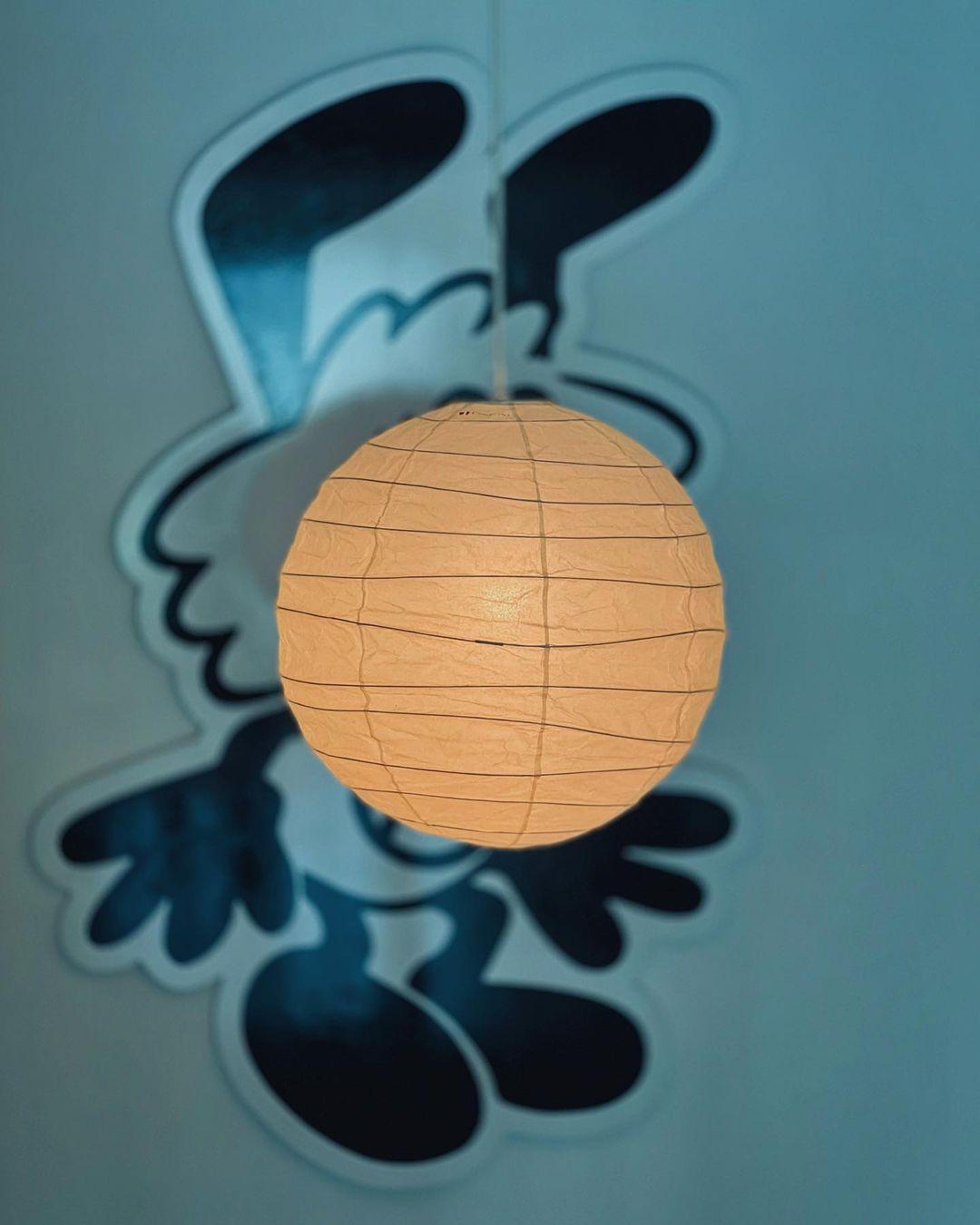 Pendant Light Japanese Washi Paper 17.7 in White Dining Room Living Room Hanging Ceiling Lamp Modern Minimalist Design | Thomler