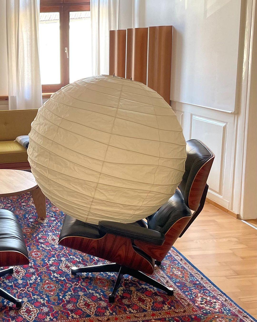 Pendant Light Japanese Washi Paper 17.7 in White Dining Room Living Room Hanging Ceiling Lamp Modern Minimalist Design | Thomler