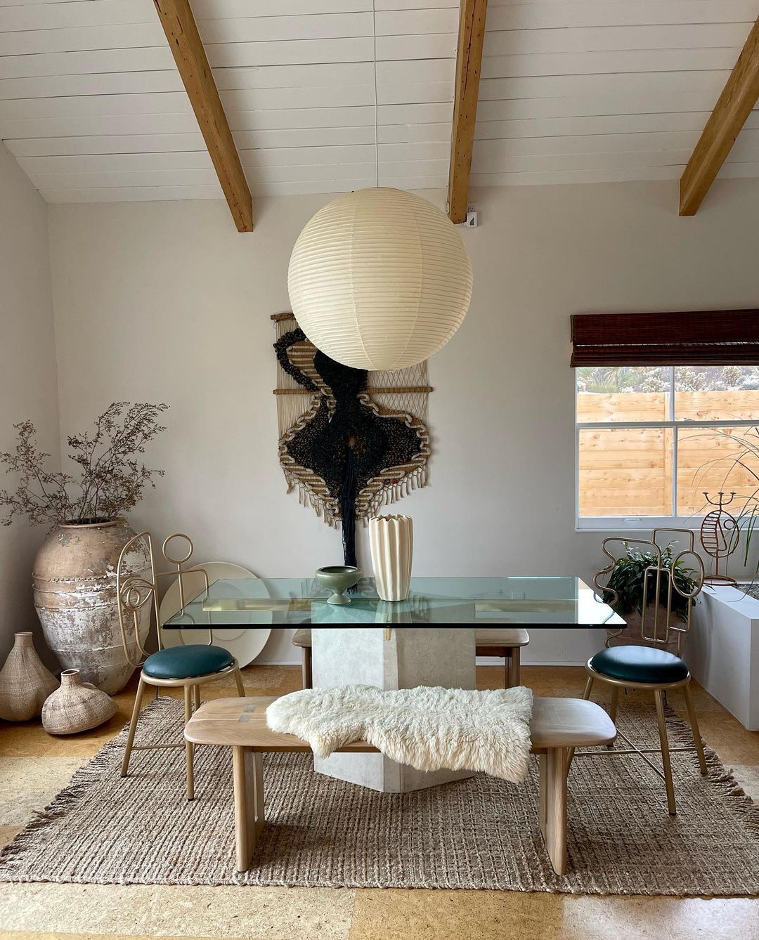 Pendant Light Paper Shade 23.6 in Adjustable Ceiling White Living Room Dining Room Modern Hanging Lamp | Thomler