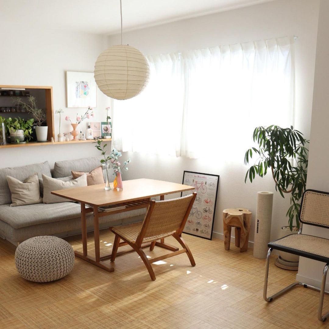 Pendant Light Japanese Washi Paper 17.7 in White Dining Room Living Room Hanging Ceiling Lamp Modern Minimalist Design | Thomler