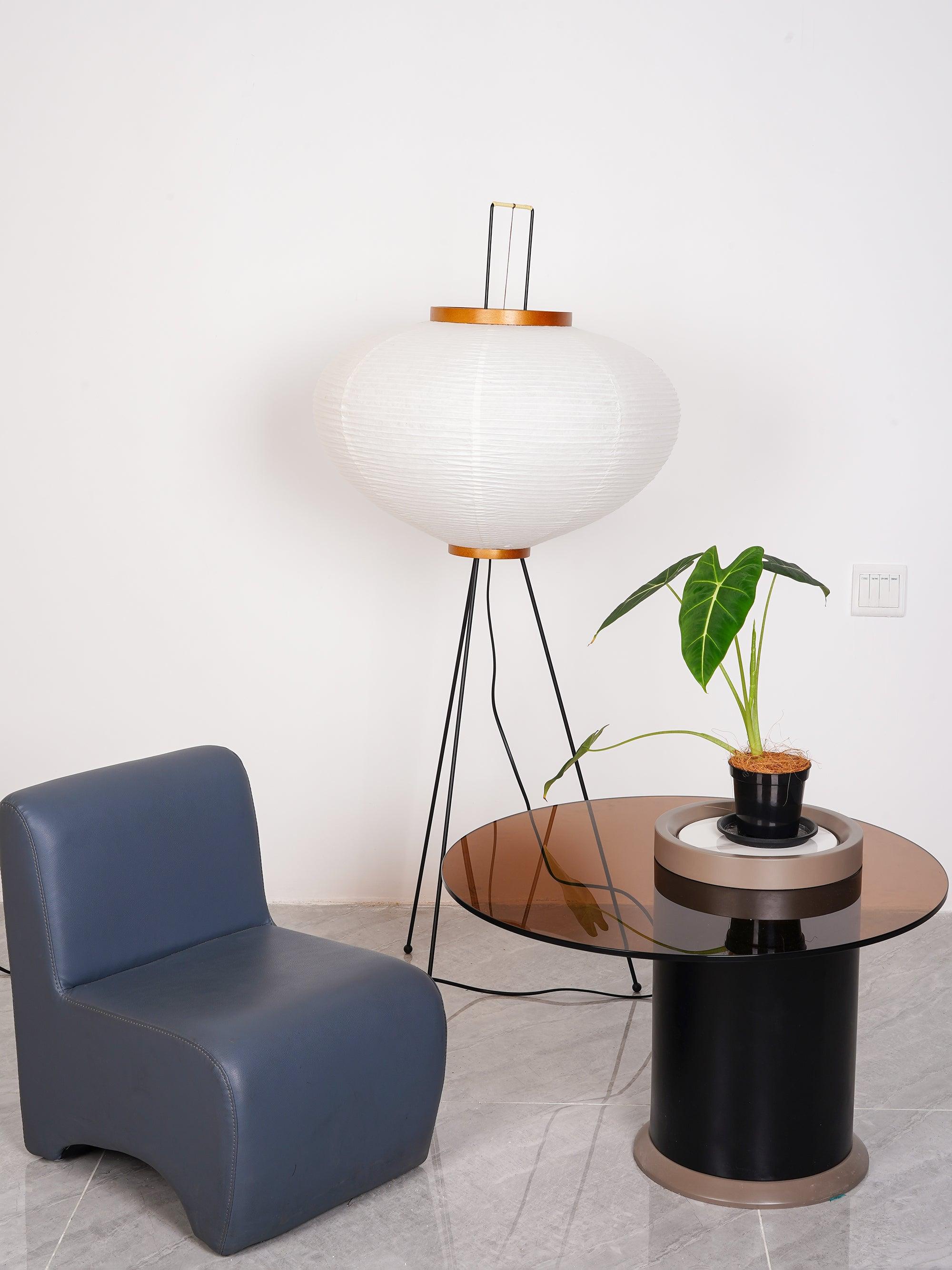 Akari Floor Lamp 47 in Mulberry Paper White Indoor Ambient Lighting Decorative Sculpture | Thomler