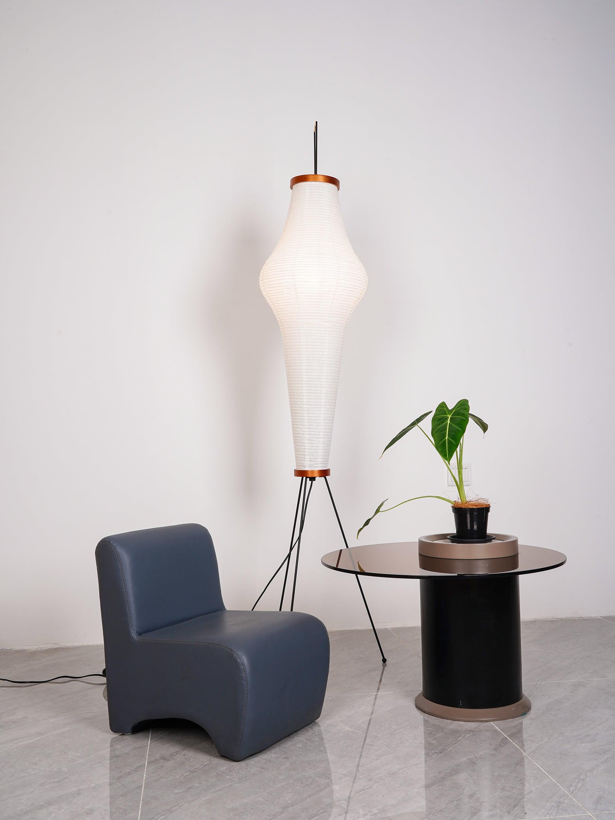 Akari Floor Lamp 47 in Mulberry Paper White Indoor Ambient Lighting Decorative Sculpture | Thomler