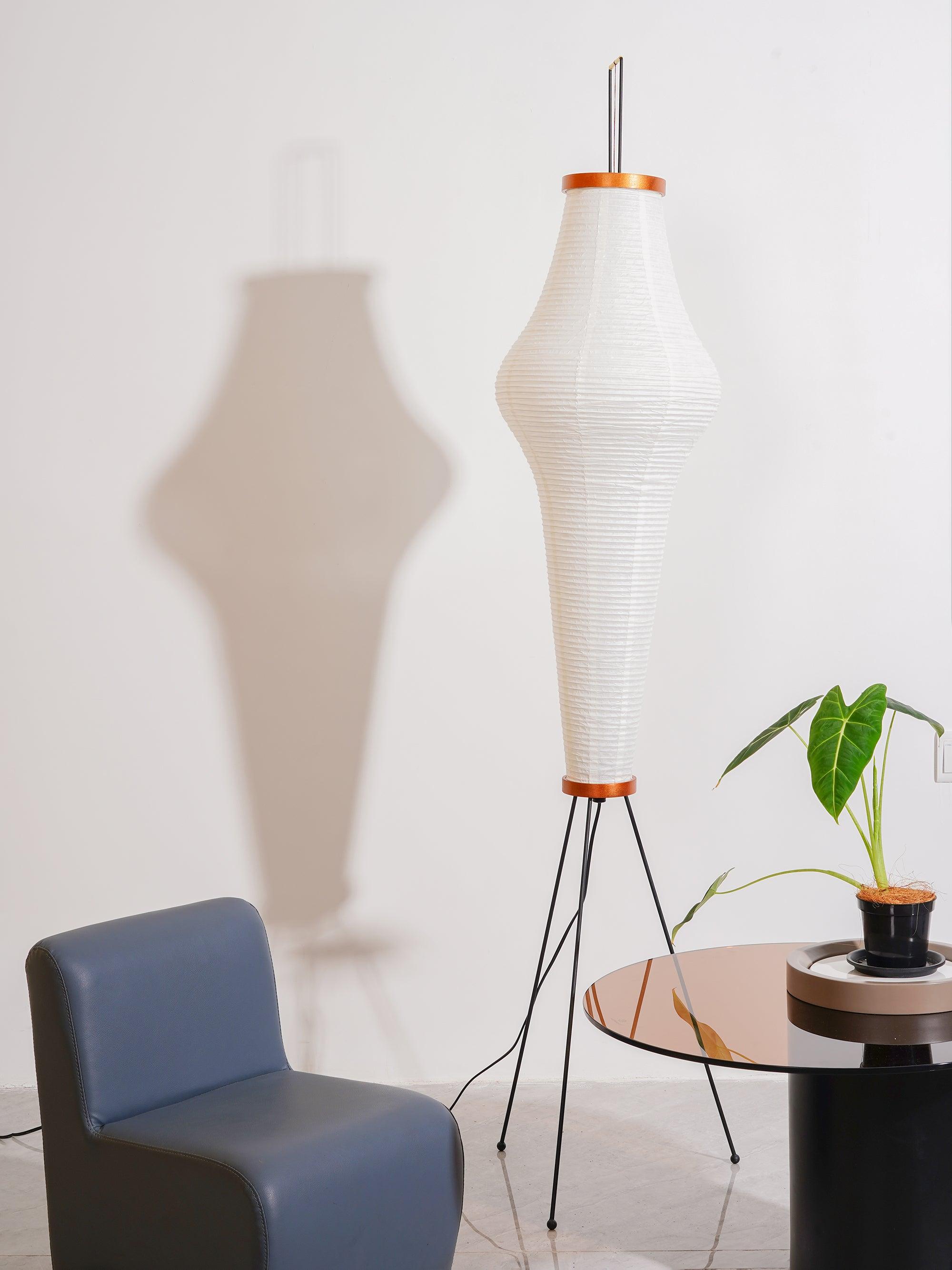 Akari Floor Lamp 47 in Mulberry Paper White Indoor Ambient Lighting Decorative Sculpture | Thomler