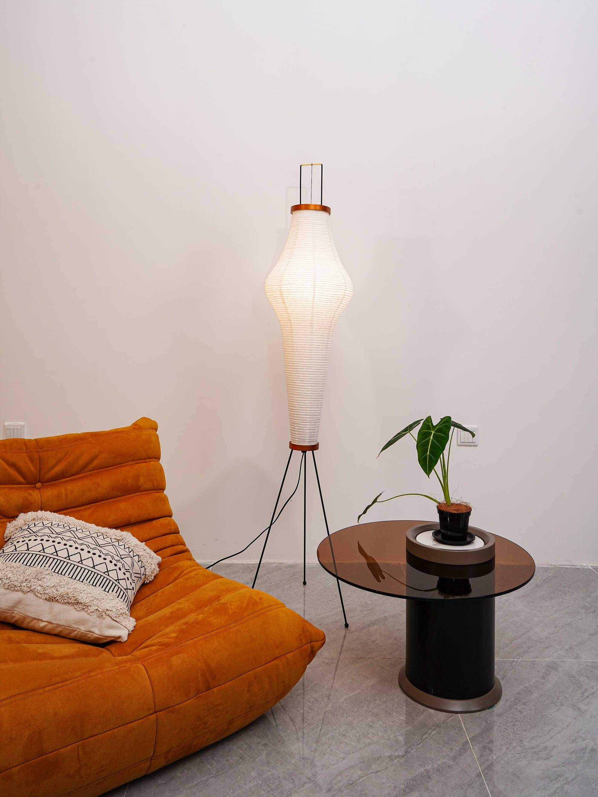 Akari Floor Lamp 47 in Mulberry Paper White Indoor Ambient Lighting Decorative Sculpture | Thomler