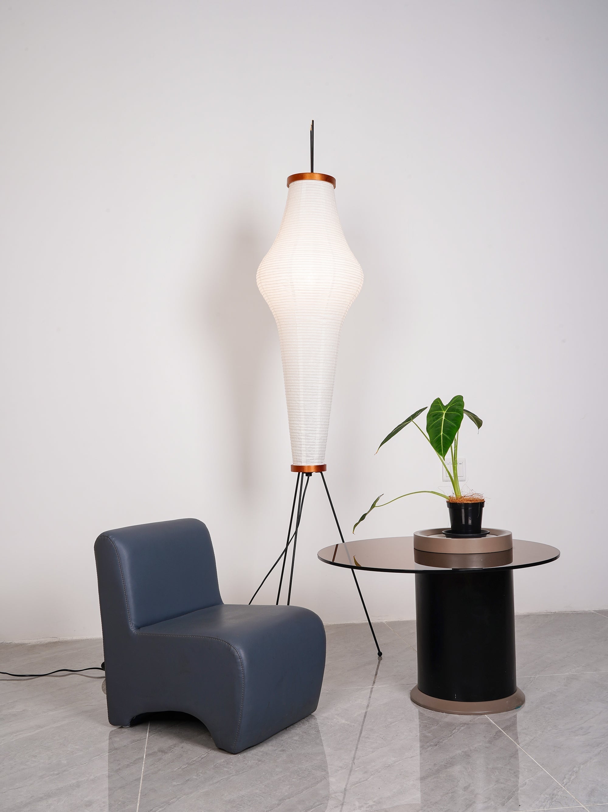 Floor Lamp Mulberry Paper Shade Ø 50.0 cm (19.7") White Living Room Bedroom Japandi Japanese Style Reading Light | Thomler