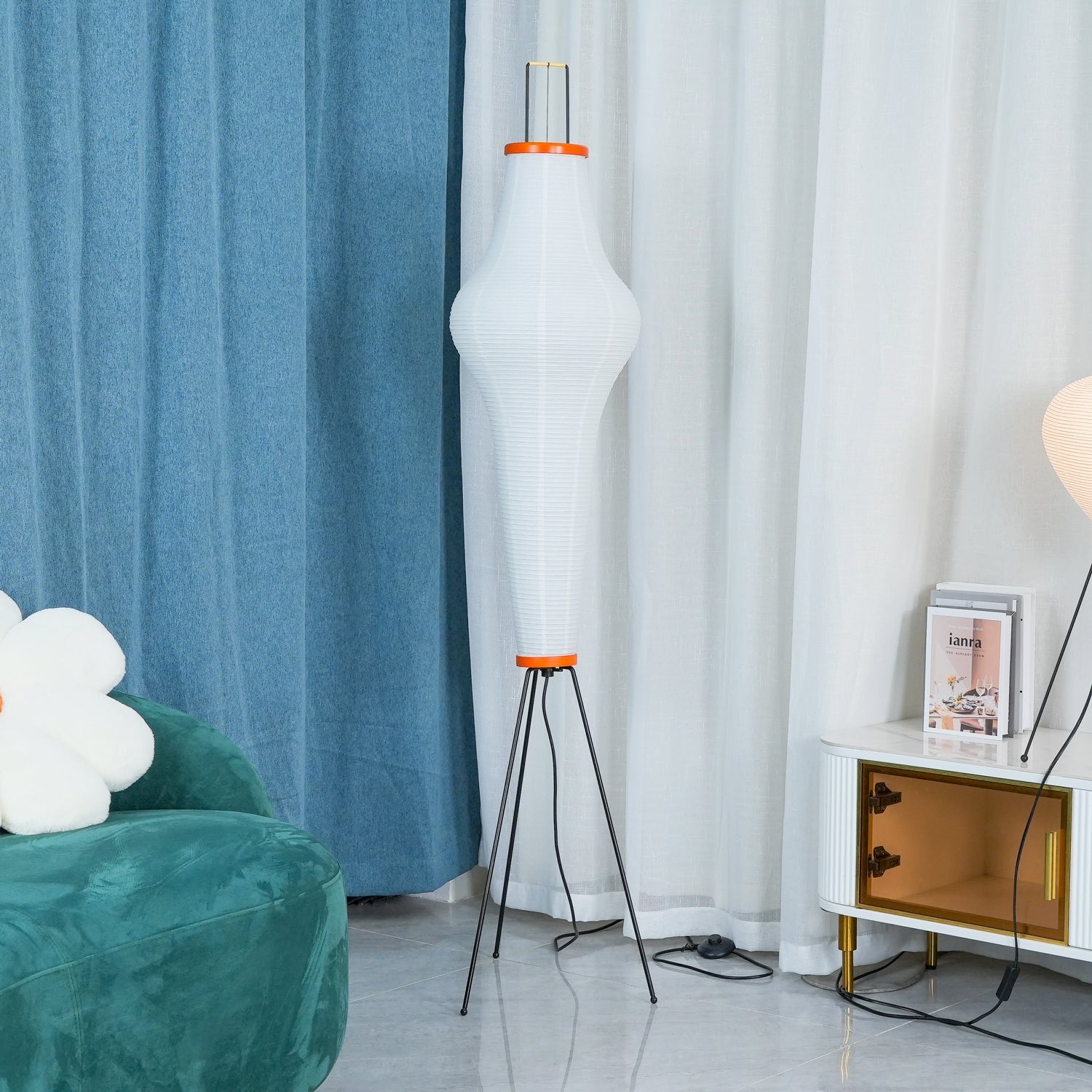 Akari Floor Lamp 47 in Mulberry Paper White Indoor Ambient Lighting Decorative Sculpture | Thomler