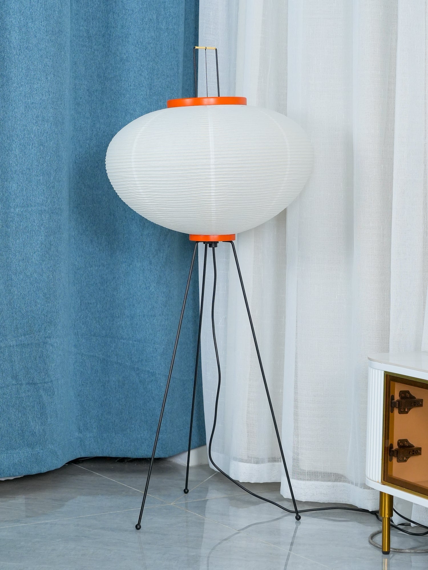 Akari Floor Lamp 47 in Mulberry Paper White Indoor Ambient Lighting Decorative Sculpture | Thomler