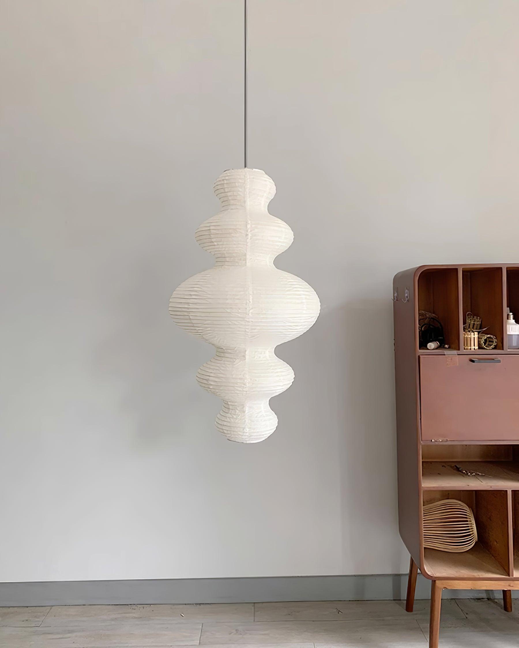 Pendant Light Rice Paper 18.5 in White Dining Room Hanging Ceiling Lamp Adjustable Cord Minimalist Japanese Style | Thomler