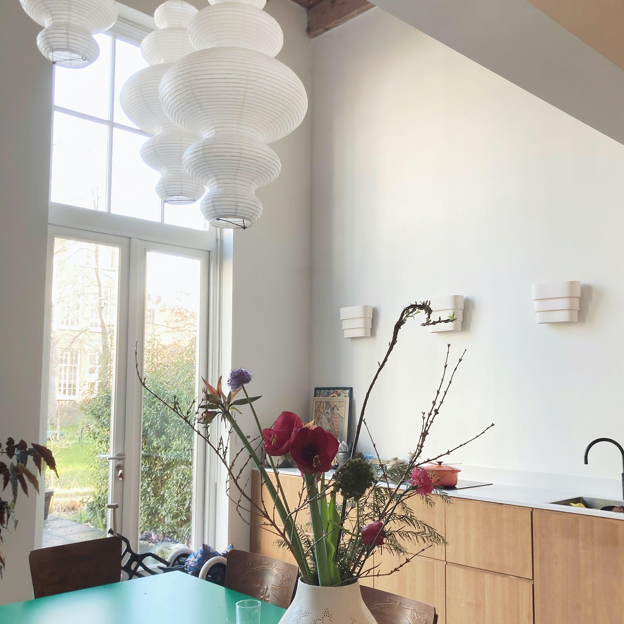 Pendant Light Rice Paper 18.5 in White Dining Room Hanging Ceiling Lamp Adjustable Cord Minimalist Japanese Style | Thomler