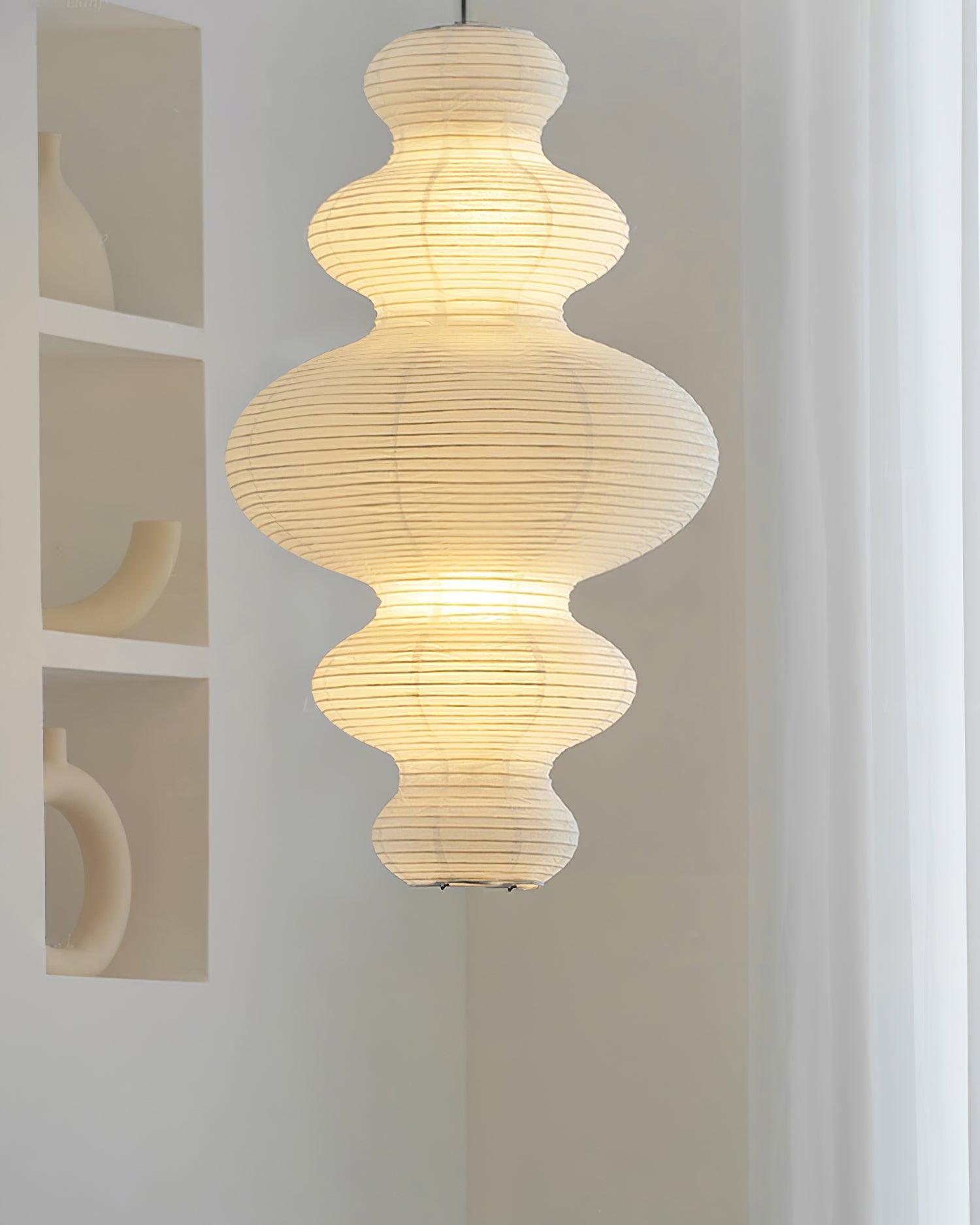 Pendant Light Rice Paper 18.5 in White Dining Room Hanging Ceiling Lamp Adjustable Cord Minimalist Japanese Style | Thomler