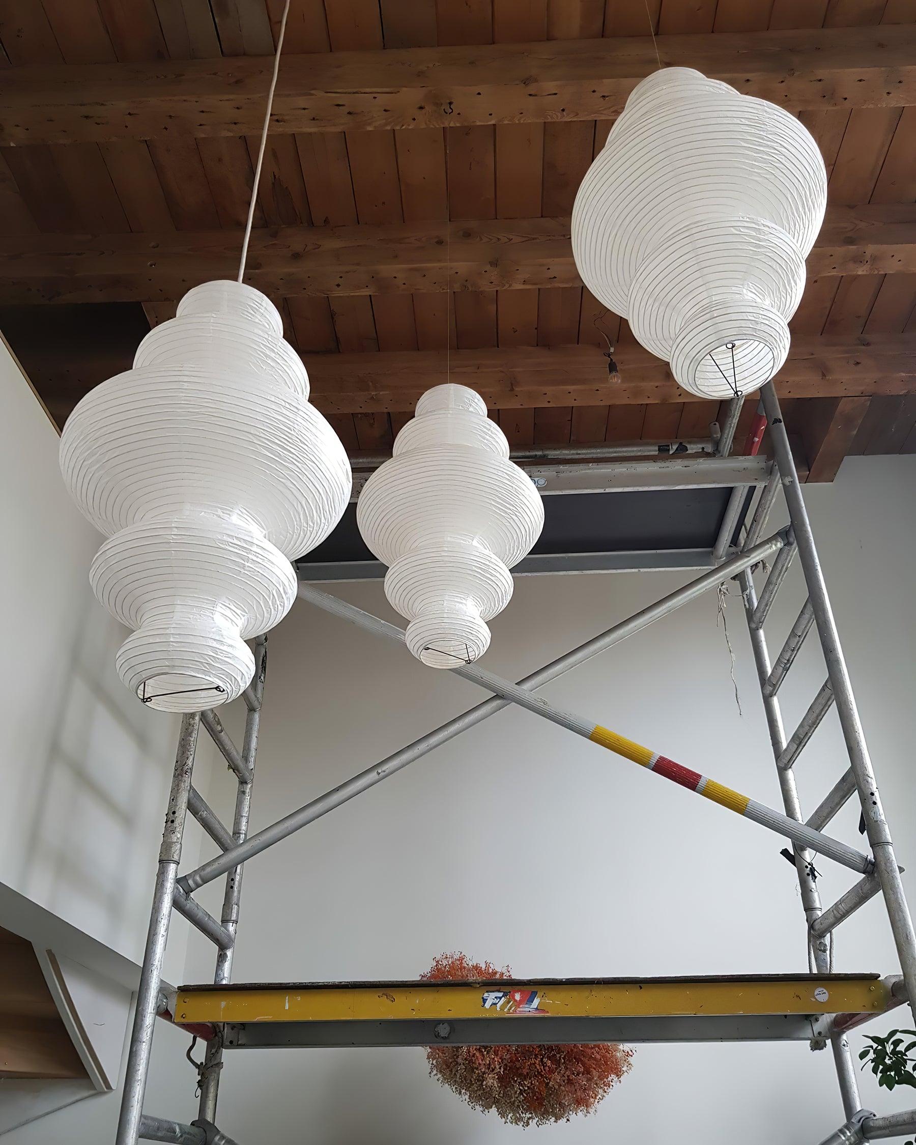Pendant Light Rice Paper 18.5 in x 32.2 in White Dining Room Kitchen Island Hanging Lamp Sculptural Modern Minimalist | Thomler