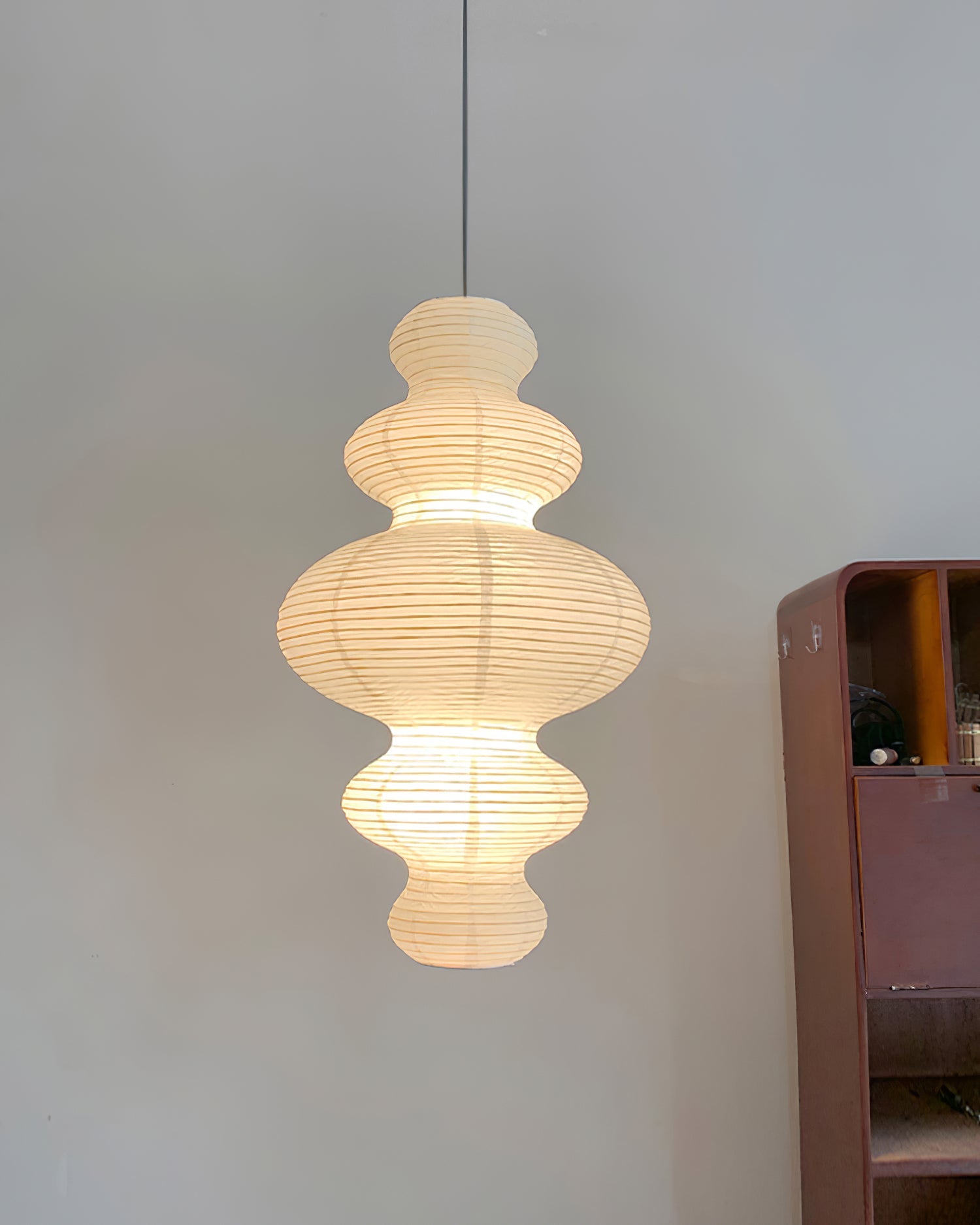 Pendant Light Rice Paper 18.5 in x 32.2 in White Dining Room Kitchen Island Hanging Lamp Sculptural Modern Minimalist | Thomler