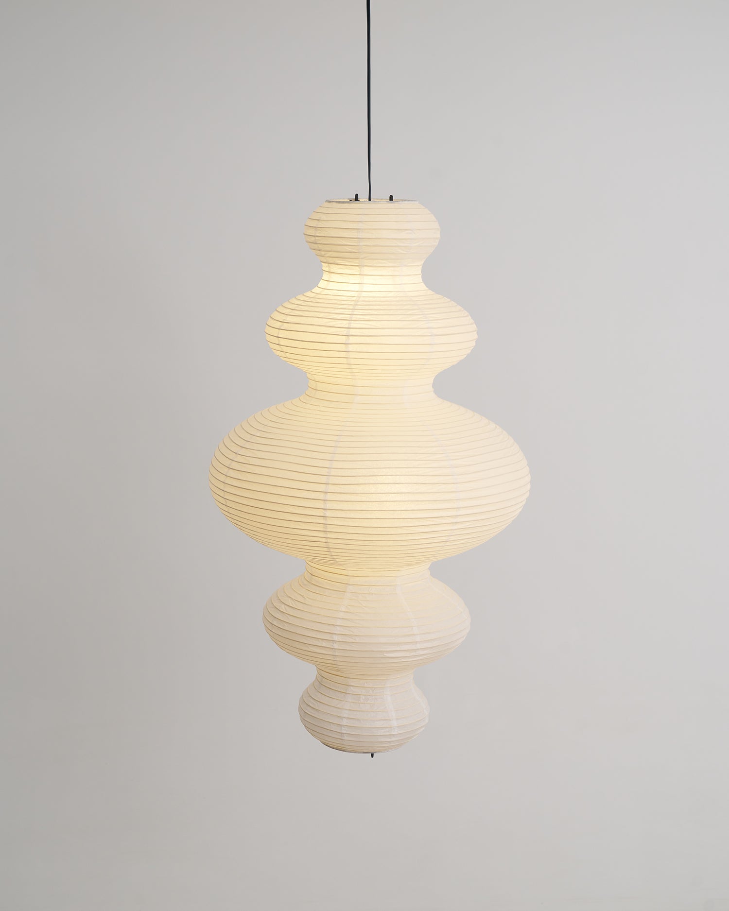Pendant Light Rice Paper 18.5 in x 32.2 in White Dining Room Kitchen Island Hanging Lamp Sculptural Modern Minimalist | Thomler