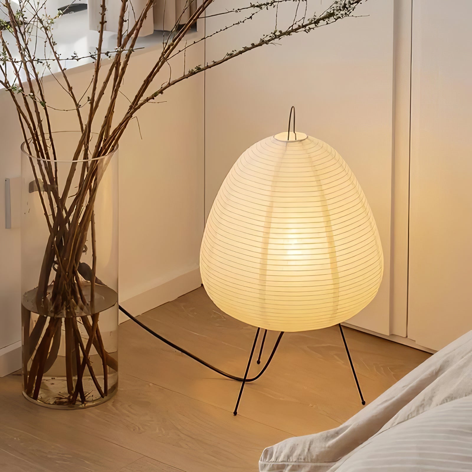 Table Lamp Rice Paper 16.9 in Indoor LED Bedroom Desk Nightstand Light | Thomler