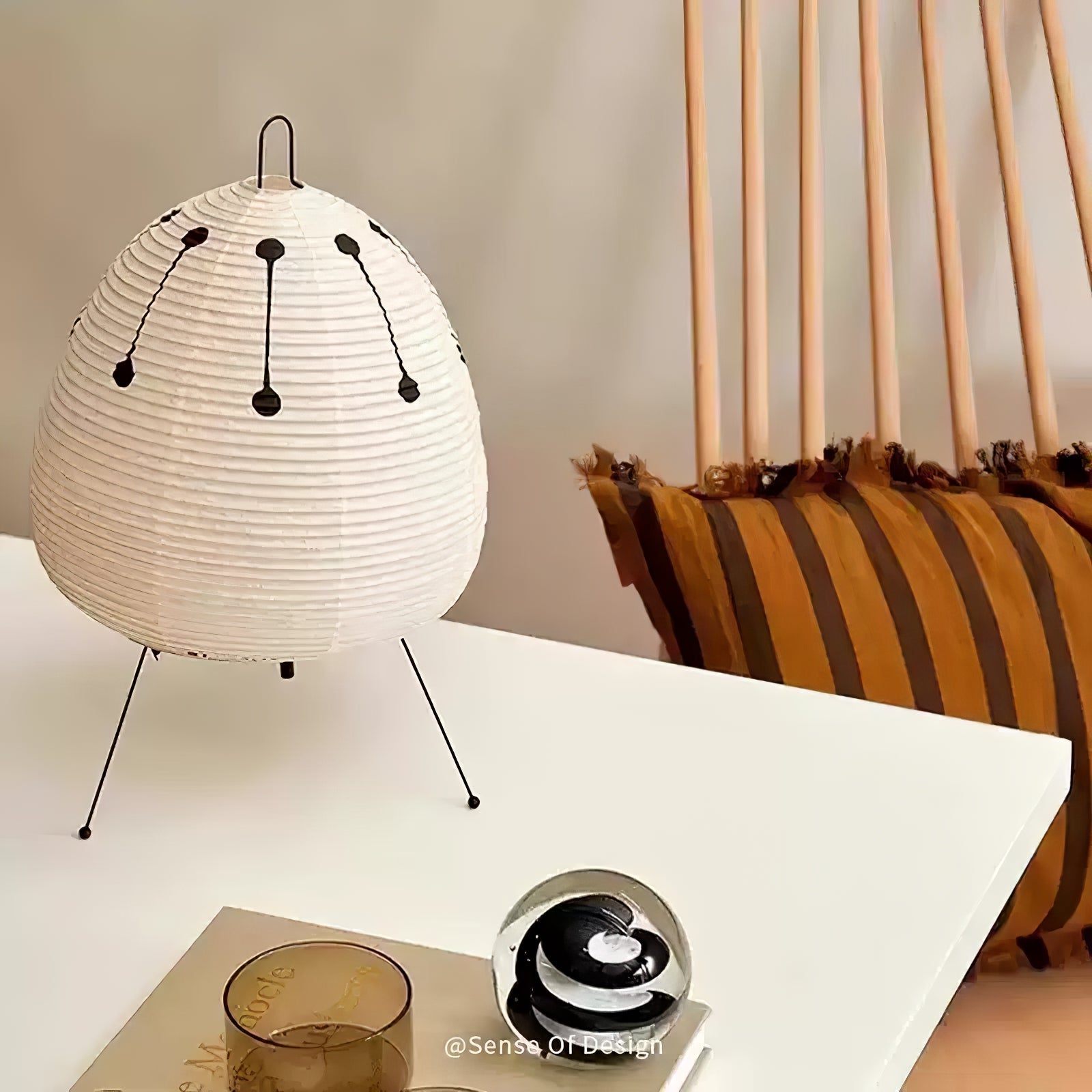 Table Lamp Rice Paper 16.9 in Indoor LED Bedroom Desk Nightstand Light | Thomler