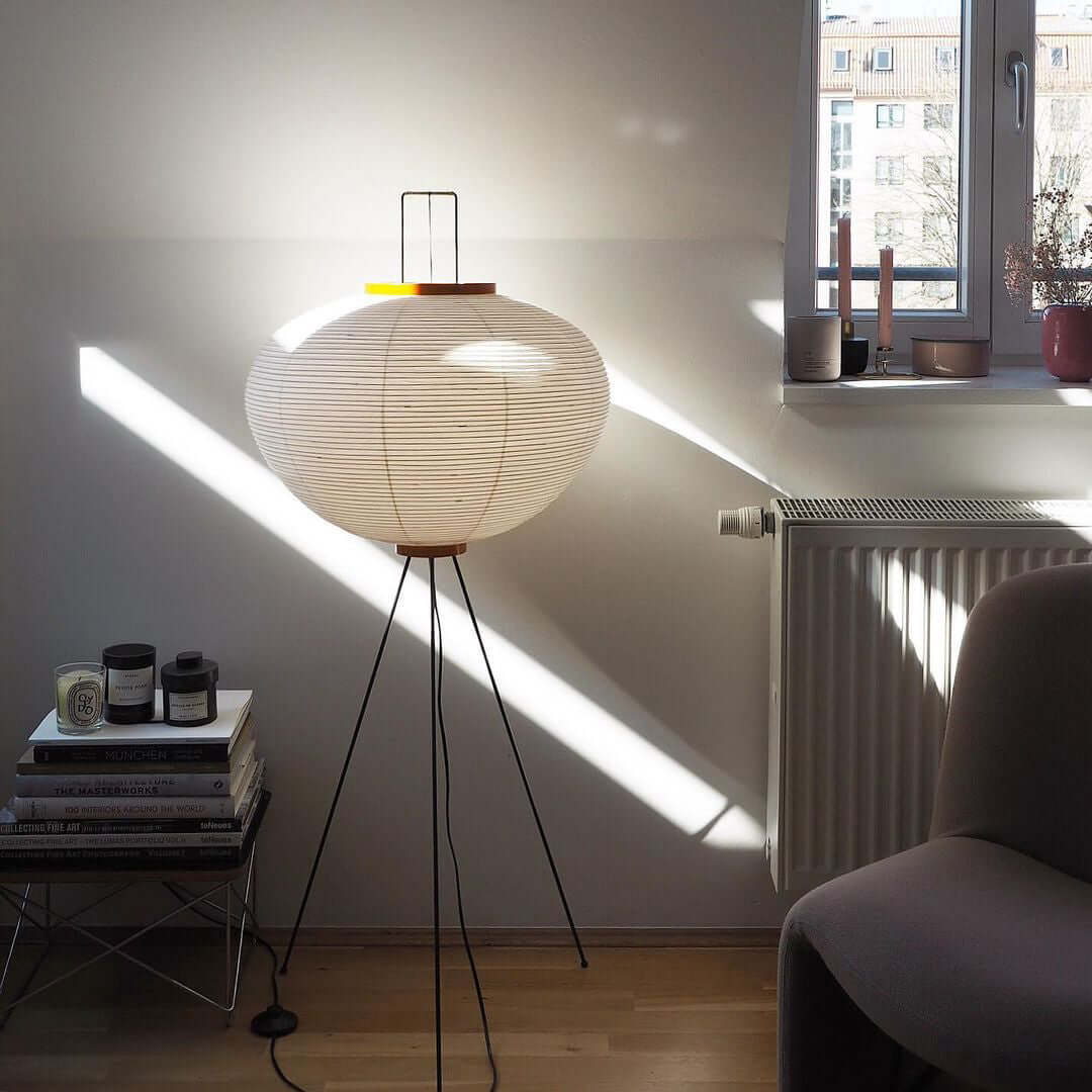 Akari Floor Lamp 47 in Mulberry Paper White Indoor Ambient Lighting Decorative Sculpture | Thomler