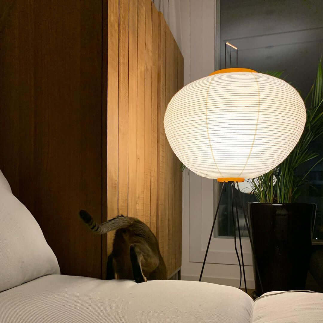 Akari Floor Lamp 47 in Mulberry Paper White Indoor Ambient Lighting Decorative Sculpture | Thomler