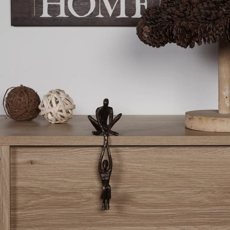 Decorative Sculpture Polystone 20.3 cm Black Living Room Shelf Abstract Art Ornament | Thomler