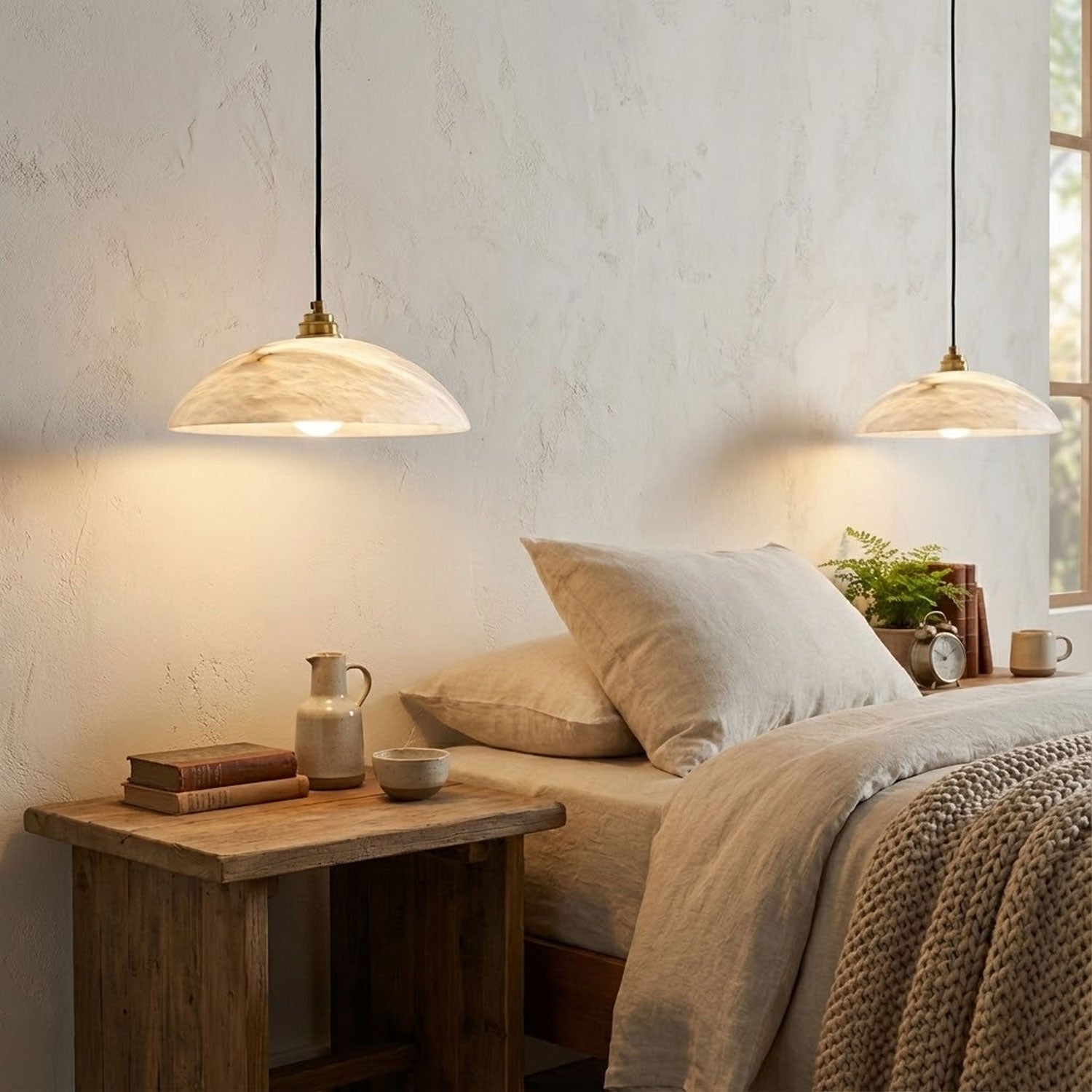 Pendant Light Alabaster Dome 15.7 in White Indoor Ceiling Kitchen Dining Room Hanging Fixture | Thomler