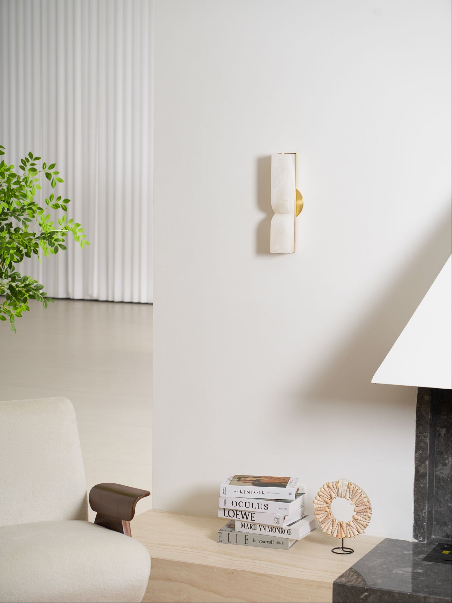 Wall Sconce Alabaster 13.8 in LED Indoor Lighting Gold Black Modern Home Bedroom Living Room Decorative Accent | Thomler