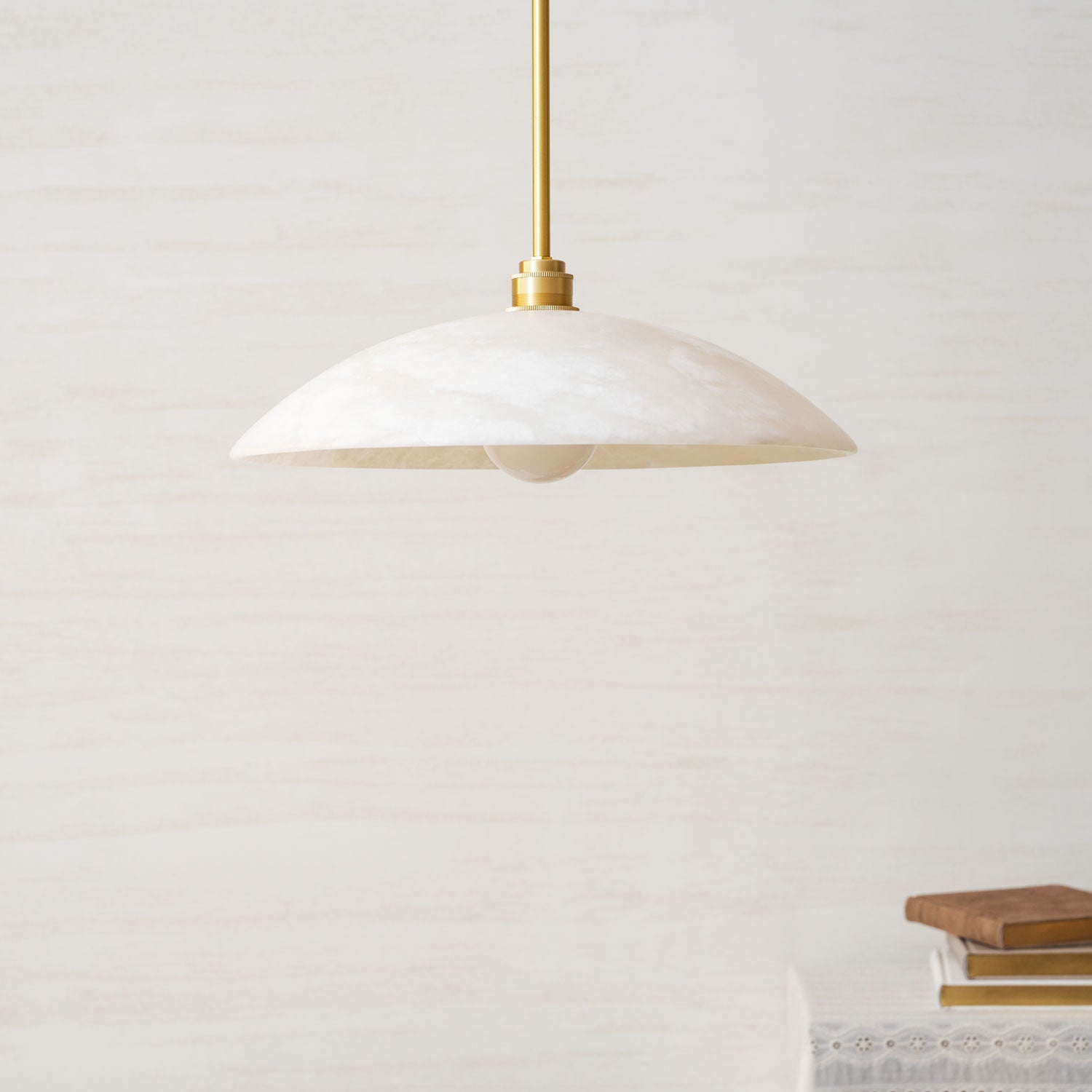 Pendant Light Alabaster Dome 15.7 in White Indoor Ceiling Kitchen Dining Room Hanging Fixture | Thomler