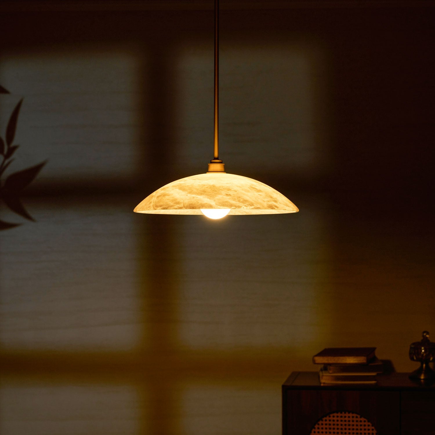 Pendant Light Alabaster Dome 15.7 in White Indoor Ceiling Kitchen Dining Room Hanging Fixture | Thomler