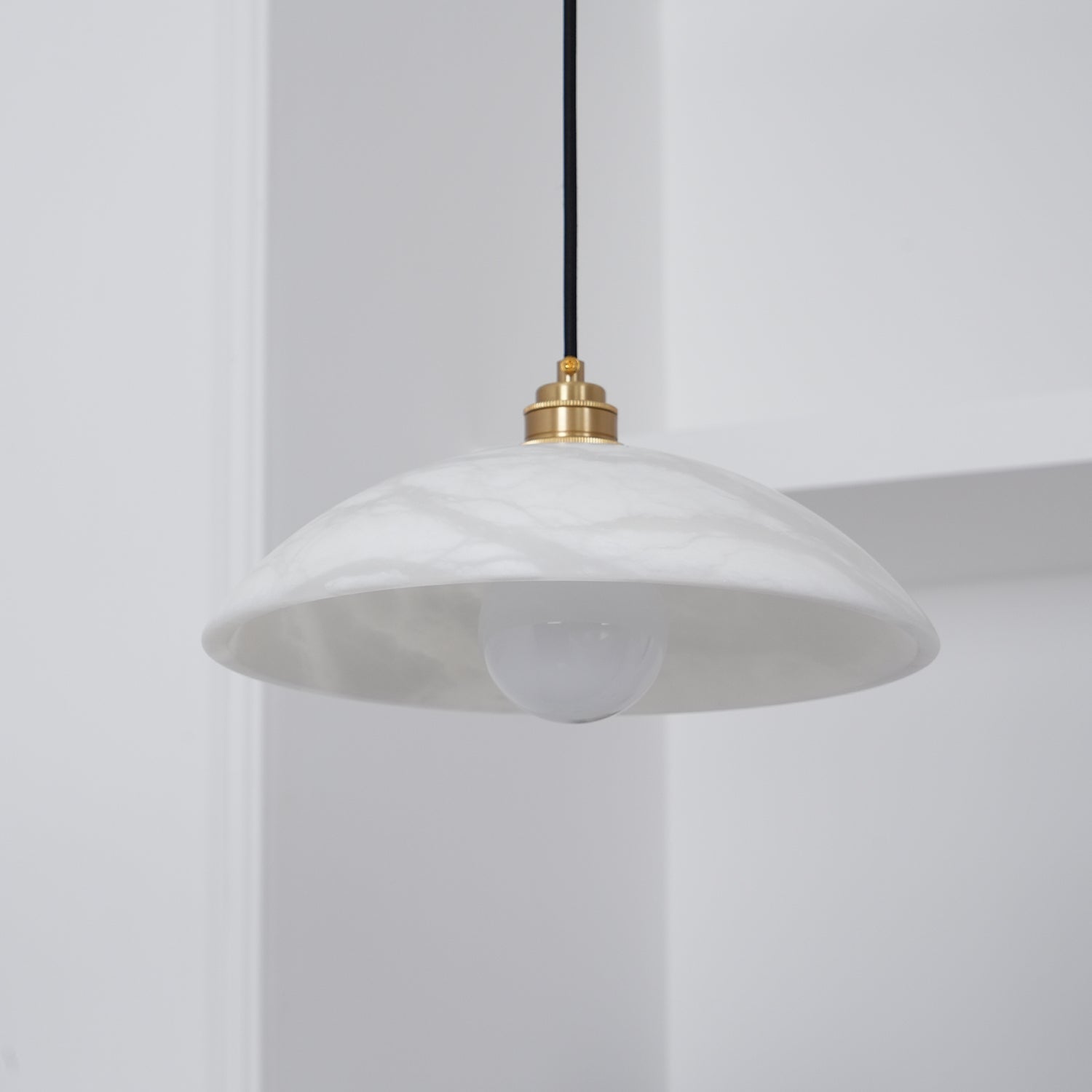 Pendant Light Alabaster Dome 15.7 in White Indoor Ceiling Kitchen Dining Room Hanging Fixture | Thomler