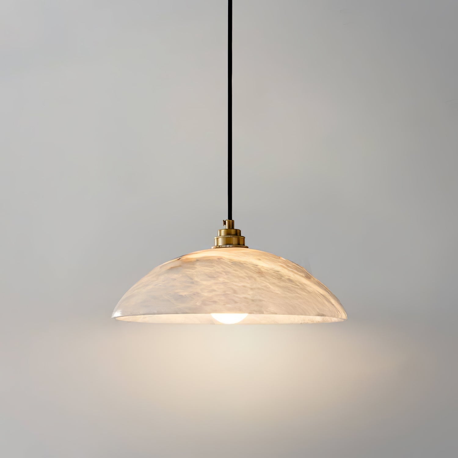 Pendant Light Alabaster Dome 15.7 in White Indoor Ceiling Kitchen Dining Room Hanging Fixture | Thomler