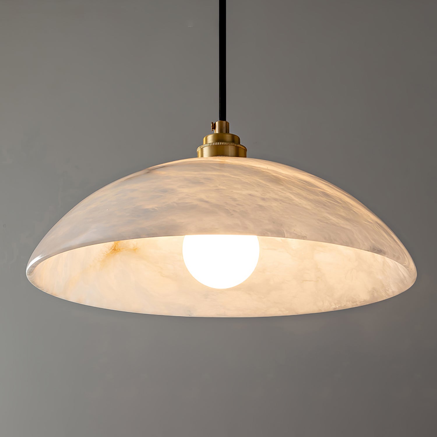 Pendant Light Alabaster Dome 15.7 in White Indoor Ceiling Kitchen Dining Room Hanging Fixture | Thomler
