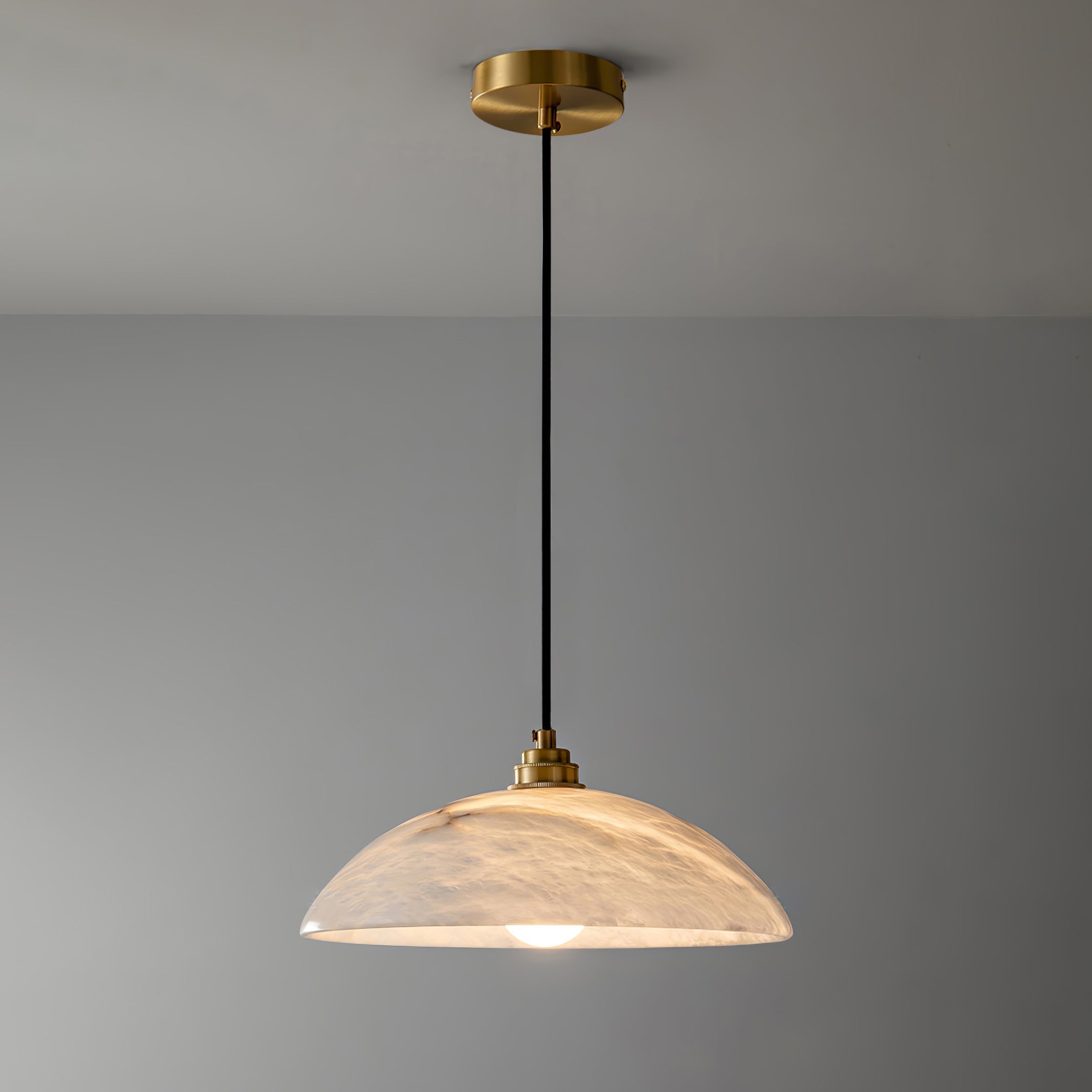 Pendant Light Alabaster Dome 15.7 in White Indoor Ceiling Kitchen Dining Room Hanging Fixture | Thomler