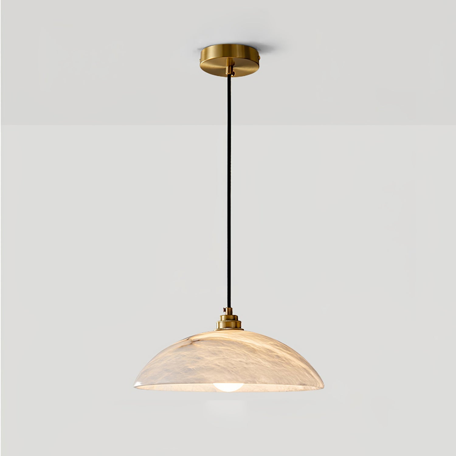 Pendant Light Alabaster Dome 15.7 in White Indoor Ceiling Kitchen Dining Room Hanging Fixture | Thomler