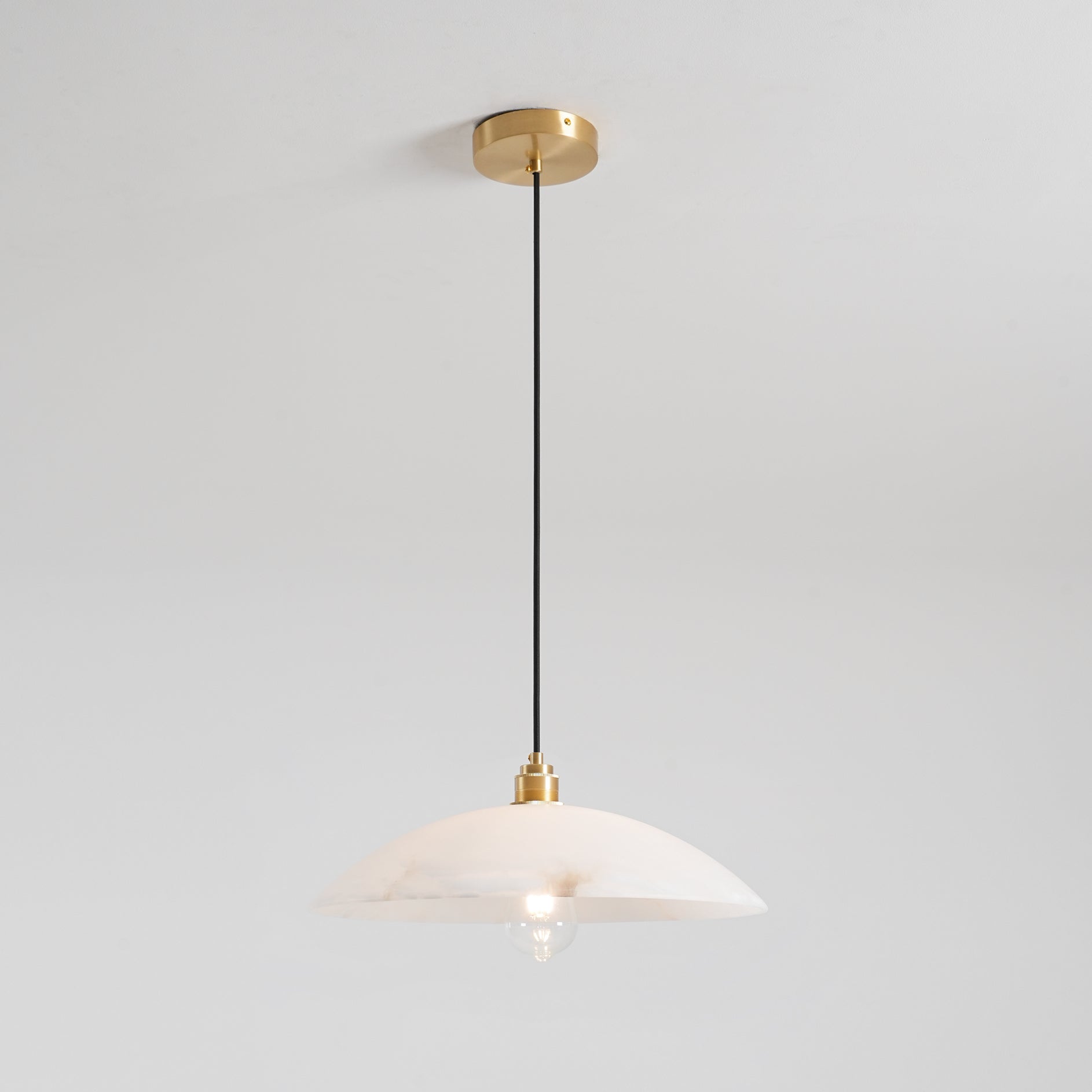 Pendant Light Alabaster Dome 15.7 in White Indoor Ceiling Kitchen Dining Room Hanging Fixture | Thomler
