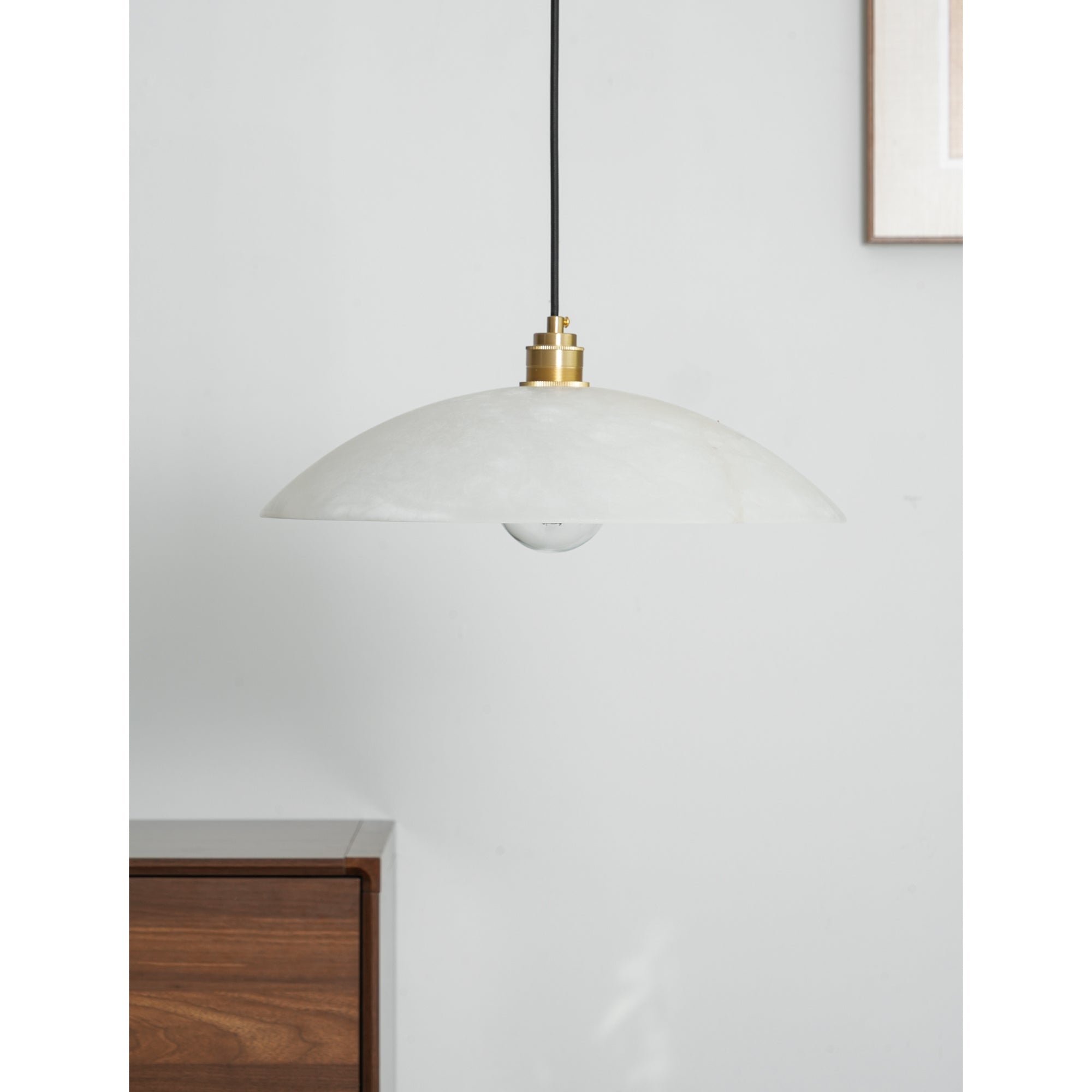 Pendant Light Alabaster Dome 15.7 in White Indoor Ceiling Kitchen Dining Room Hanging Fixture | Thomler