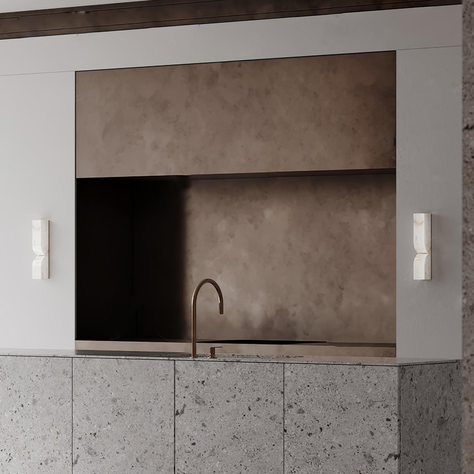 Wall Sconce Alabaster 13.8 in LED Indoor Lighting Gold Black Modern Home Bedroom Living Room Decorative Accent | Thomler
