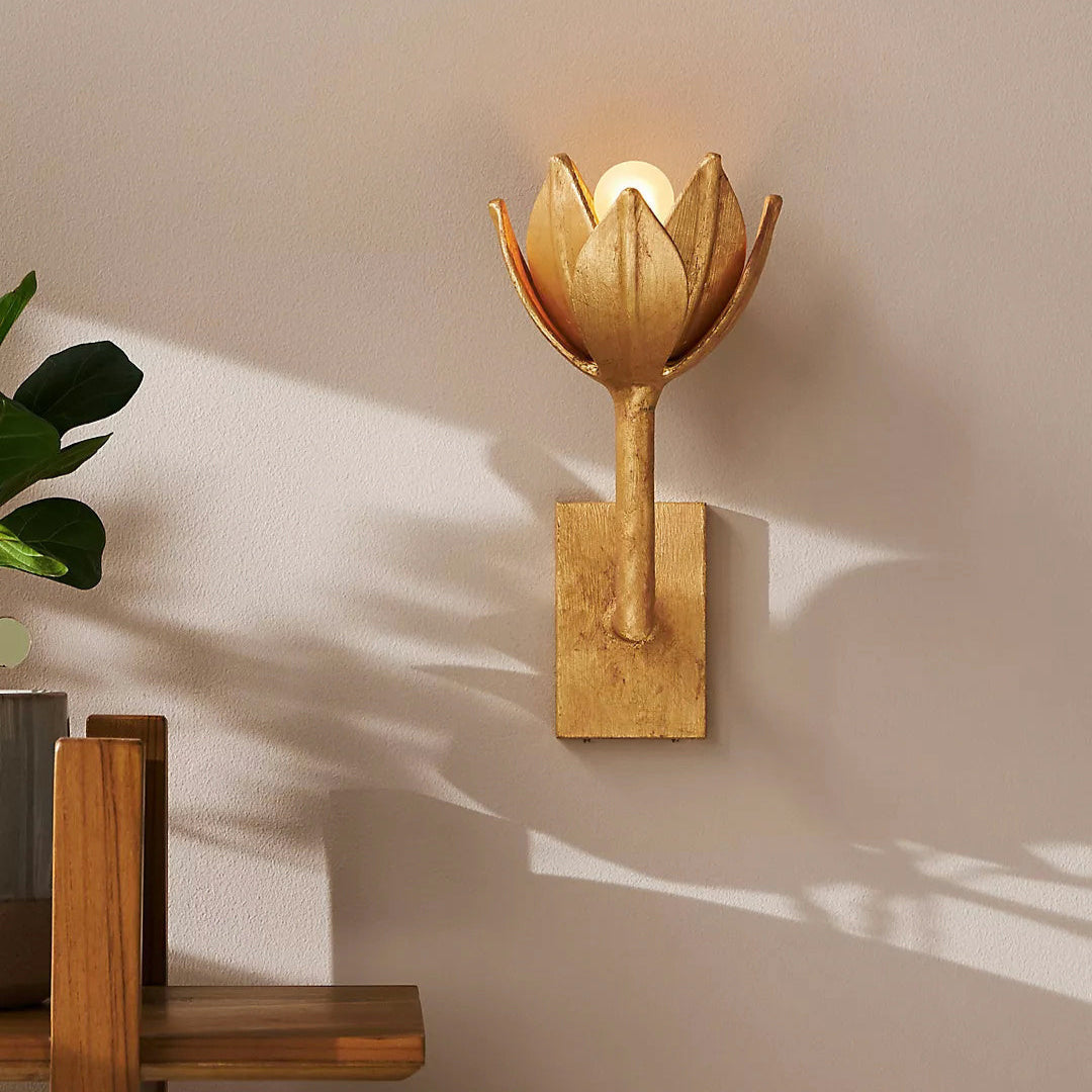 Wall Lamp Metal Flower 11 in Indoor Bedroom Dining Decorative Sconce Floral Sculptural Accent Lighting Fixture | Thomler