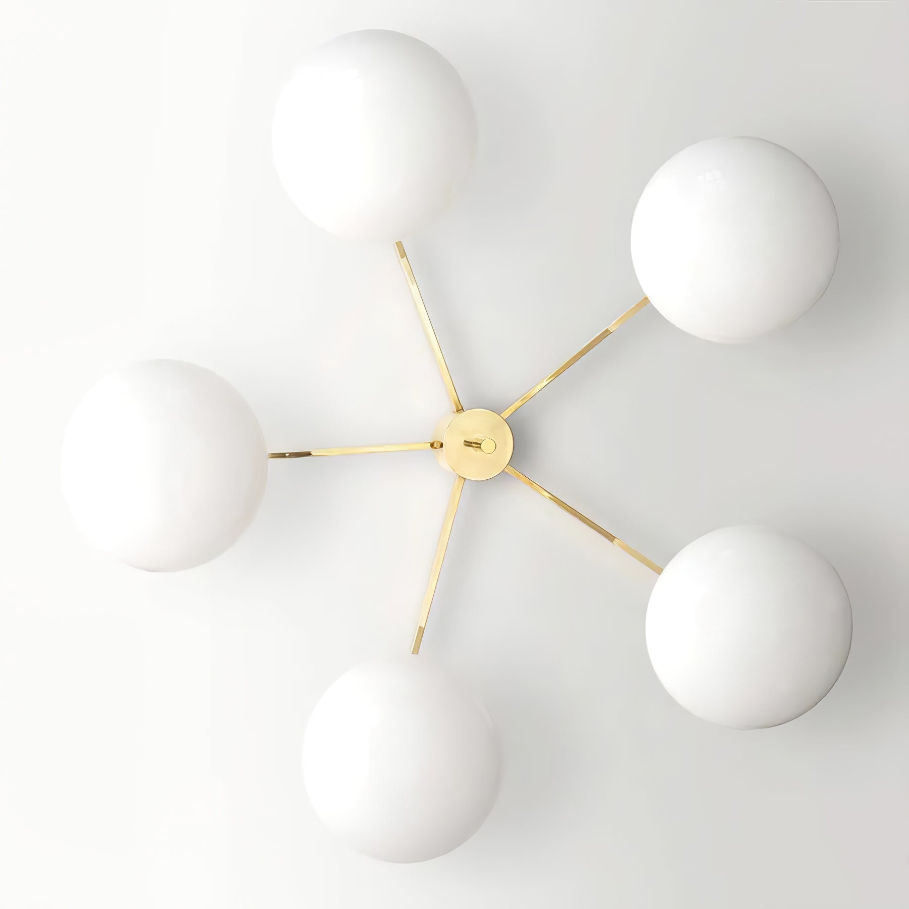 Ceiling Light Brass 44.9 in 5 Head Opal Glass Flush Mount Bedroom Kitchen Art Deco Modern Lighting Fixture | Thomler