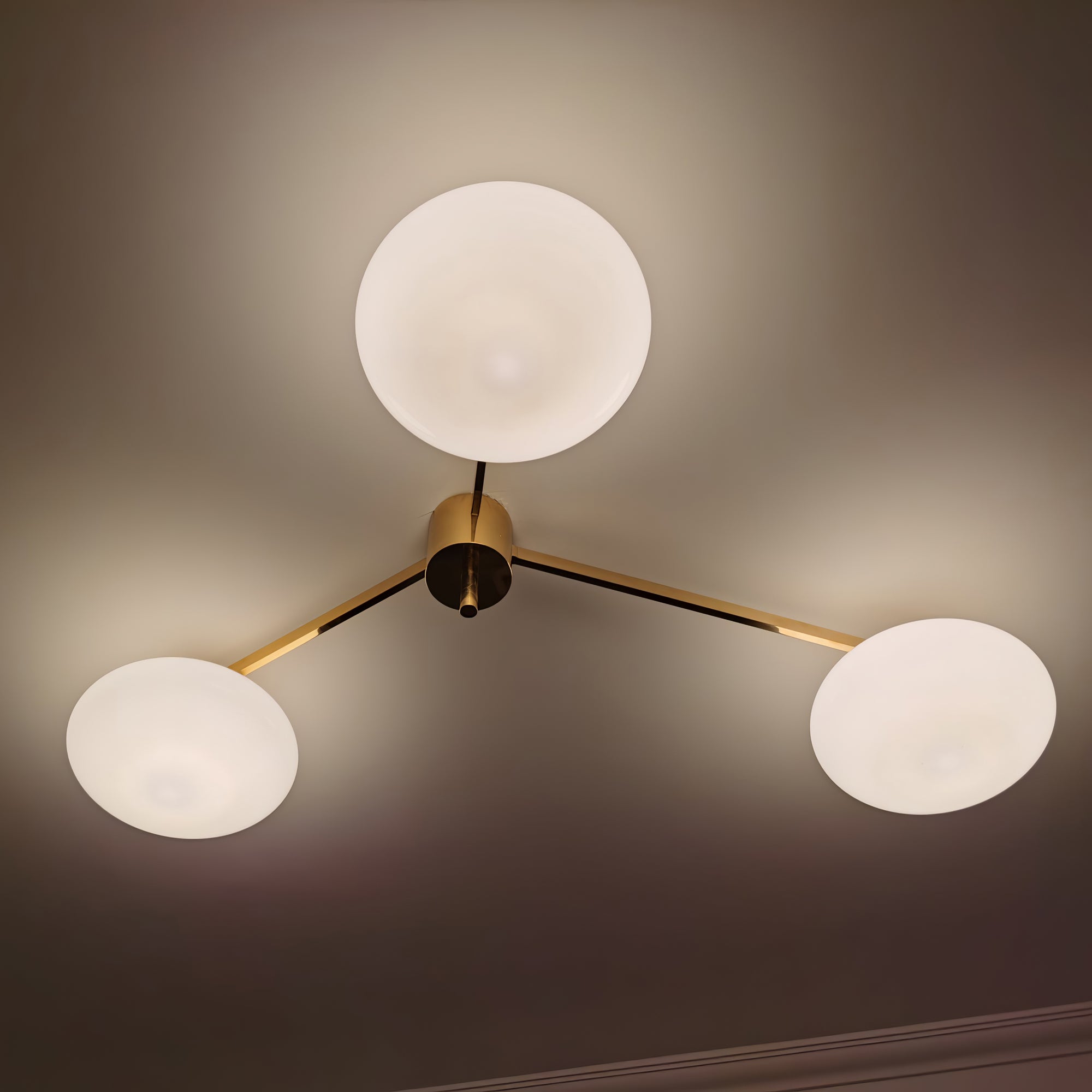Ceiling Light Brass 44.9 in 5 Head Opal Glass Flush Mount Bedroom Kitchen Art Deco Modern Lighting Fixture | Thomler