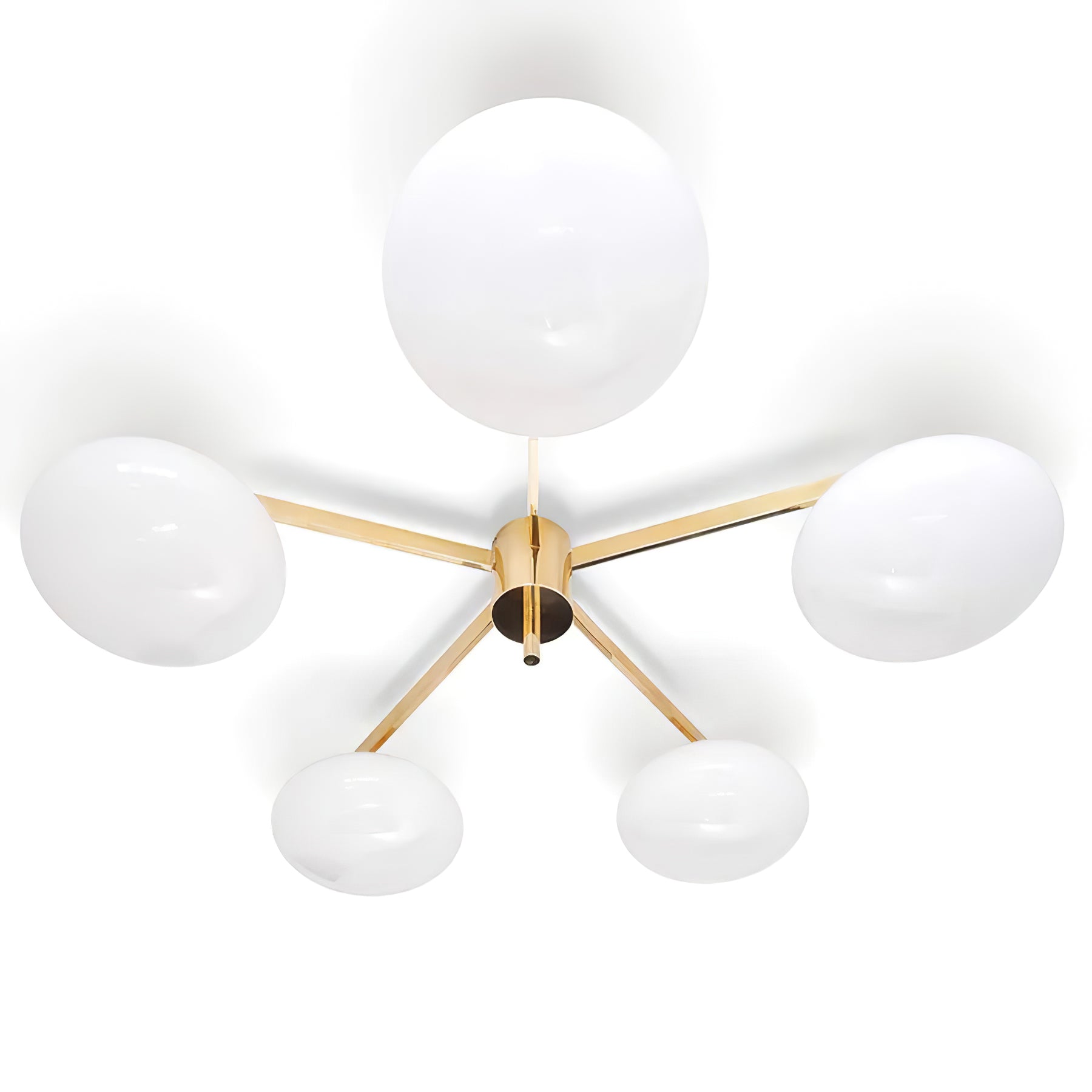 Ceiling Light Brass 44.9 in 5 Head Opal Glass Flush Mount Bedroom Kitchen Art Deco Modern Lighting Fixture | Thomler