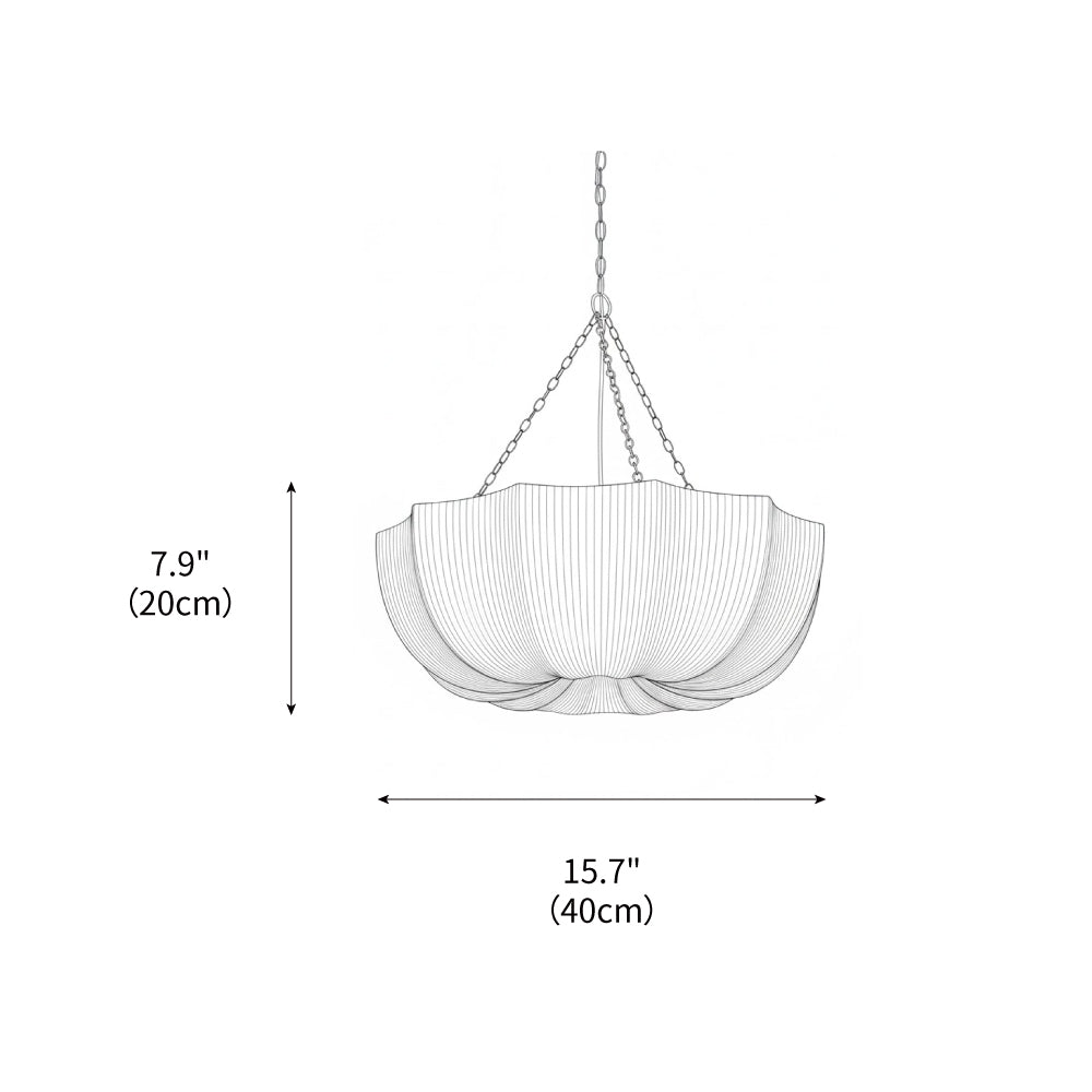 Pendant Light Fabric Bowl Shade 15.7 in Adjustable Dining Room Kitchen Island Hanging Lamp Soft Ambient Lighting | Thomler