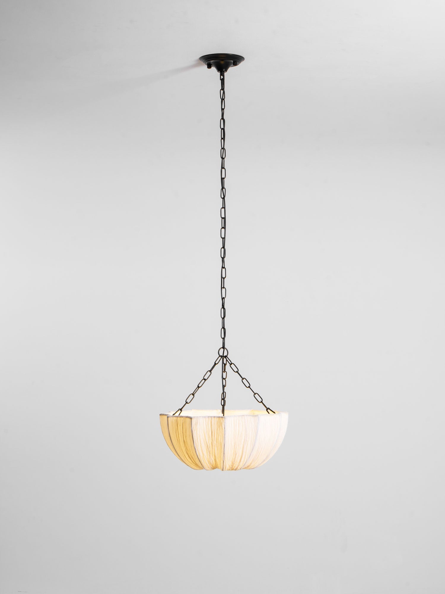 Pendant Light Fabric Bowl Shade 15.7 in Adjustable Dining Room Kitchen Island Hanging Lamp Soft Ambient Lighting | Thomler