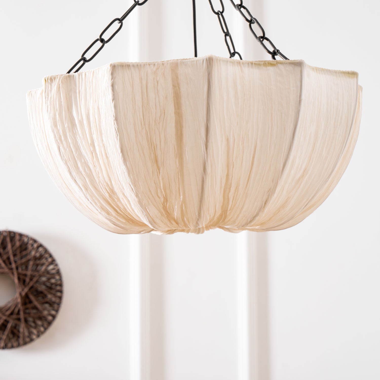 Pendant Light Fabric Bowl Shade 15.7 in Adjustable Dining Room Kitchen Island Hanging Lamp Soft Ambient Lighting | Thomler
