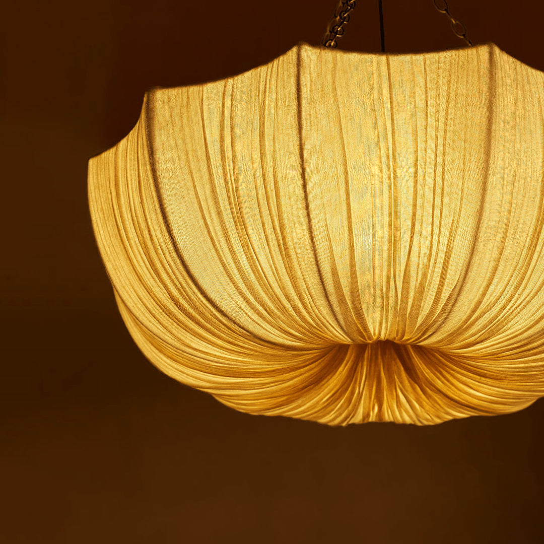Pendant Light Fabric Bowl Shade 15.7 in Adjustable Dining Room Kitchen Island Hanging Lamp Soft Ambient Lighting | Thomler
