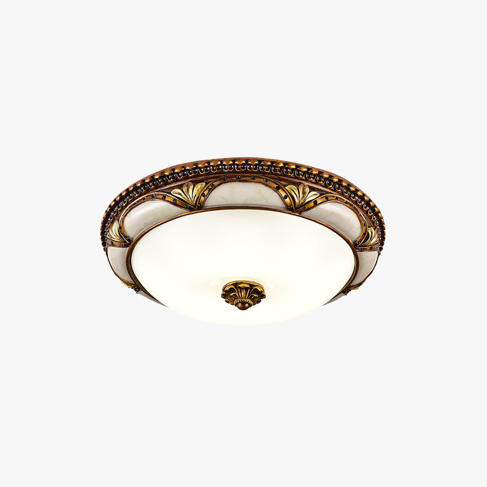 Ceiling Lamp Resin Glass 15.0–20.0 m² Vintage Brass Bedroom Hallway LED Flush Mount Light Fixture Three Colour Modes | Thomler